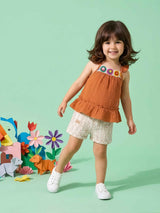 Baby Girls Cotton Top and Striped Shorts Set