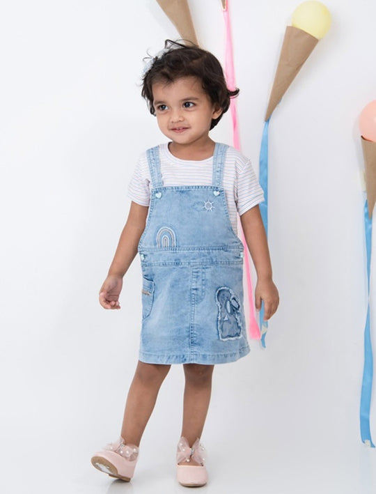 BABY'S DAY Denim Dungaree With T-Shirt With Panty
