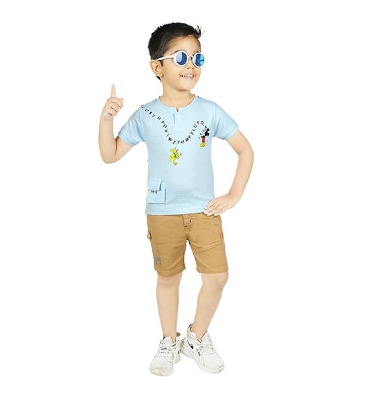 CHOO  CHOO Boys Cotton T-shirt and shorts