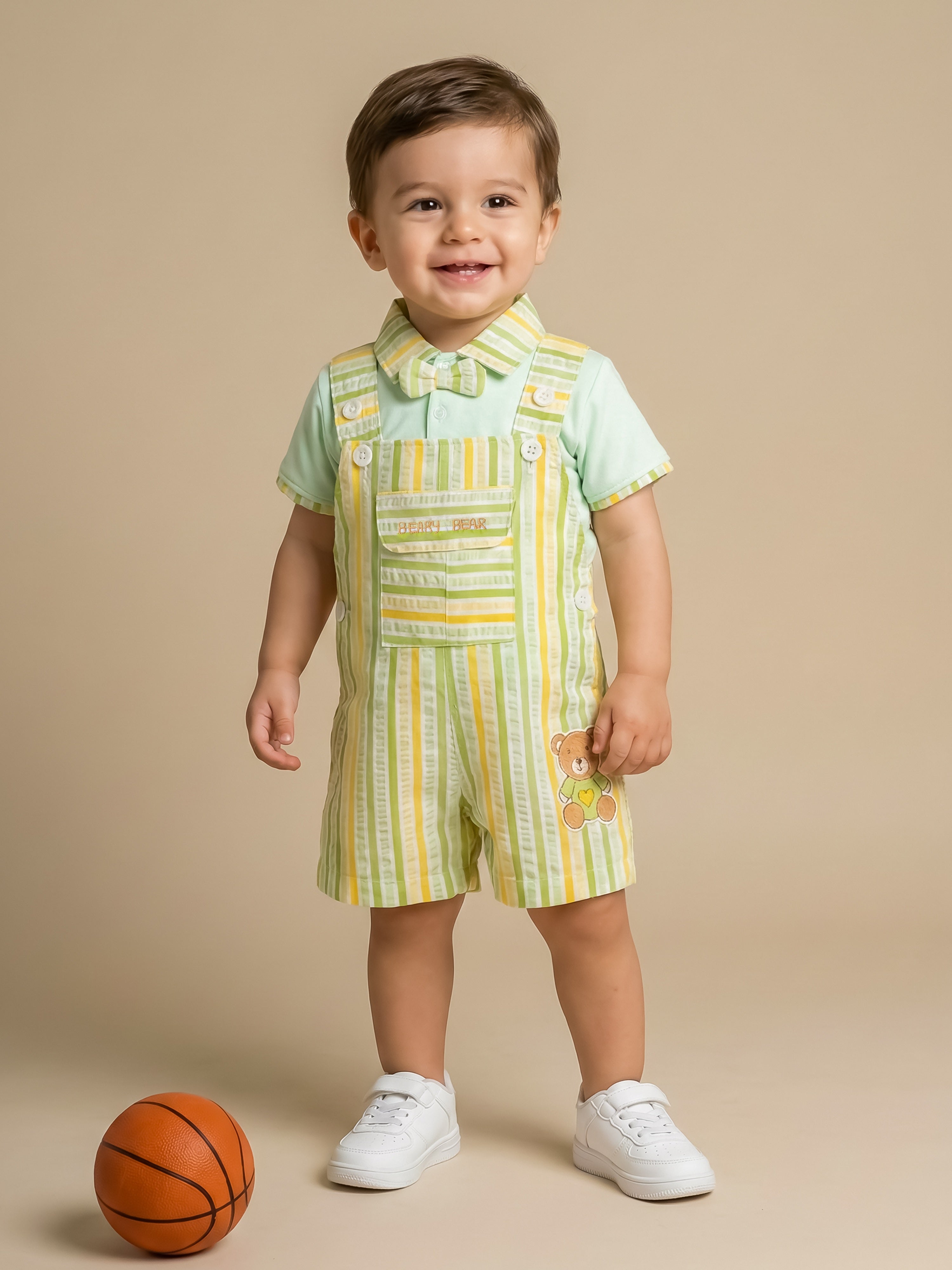 Toddler Boys' Citrus Stripe Overall & Polo Set