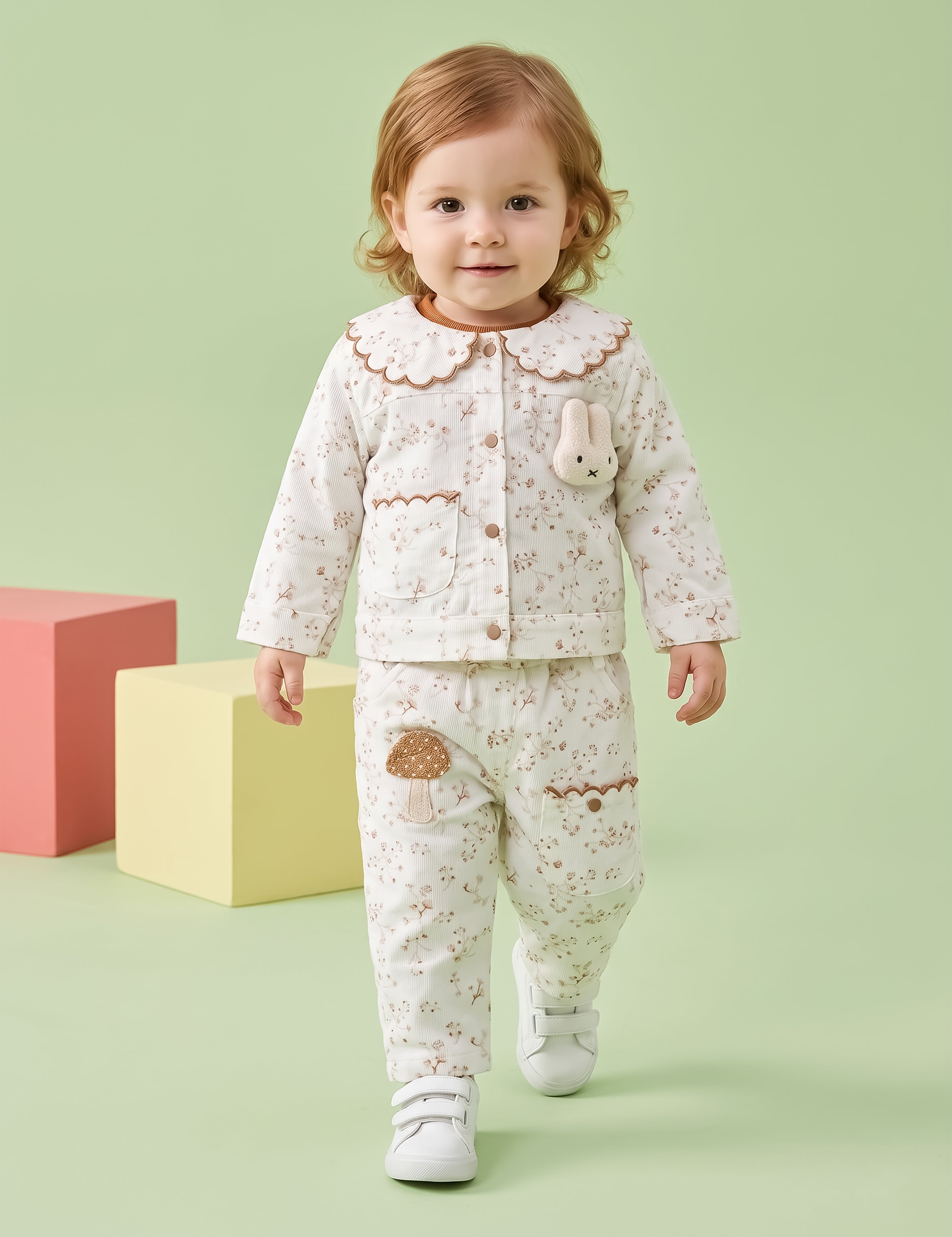 Baby Girl Jacket with Inner Top and pant Set