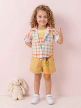 Girls' Shirt with inner and Cotton Shorts Set