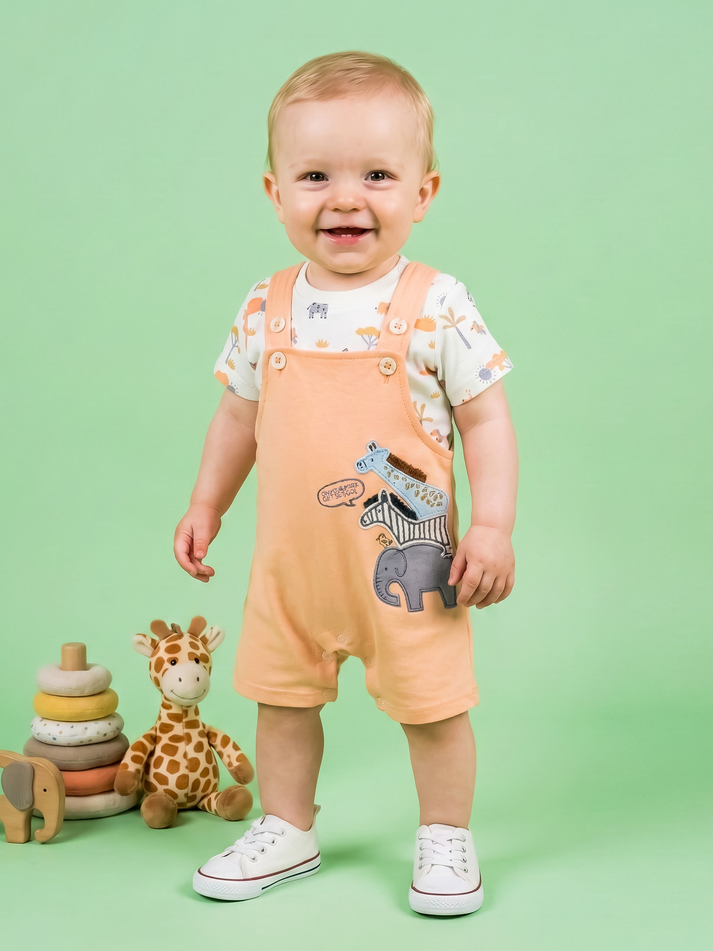 Dungaree For Baby Boys Casual Printed