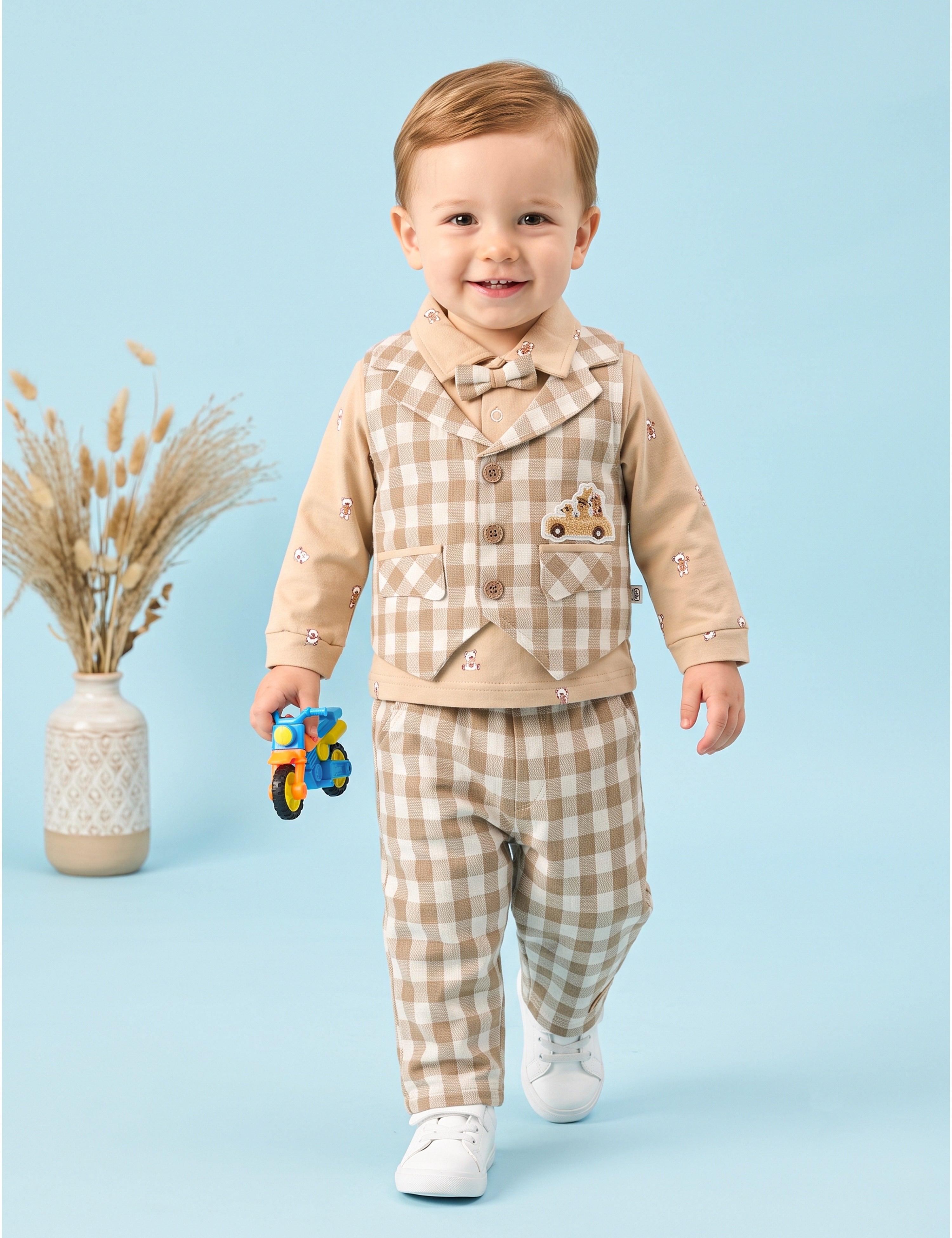 Baby Boys 3-Piece Checked Party Suit