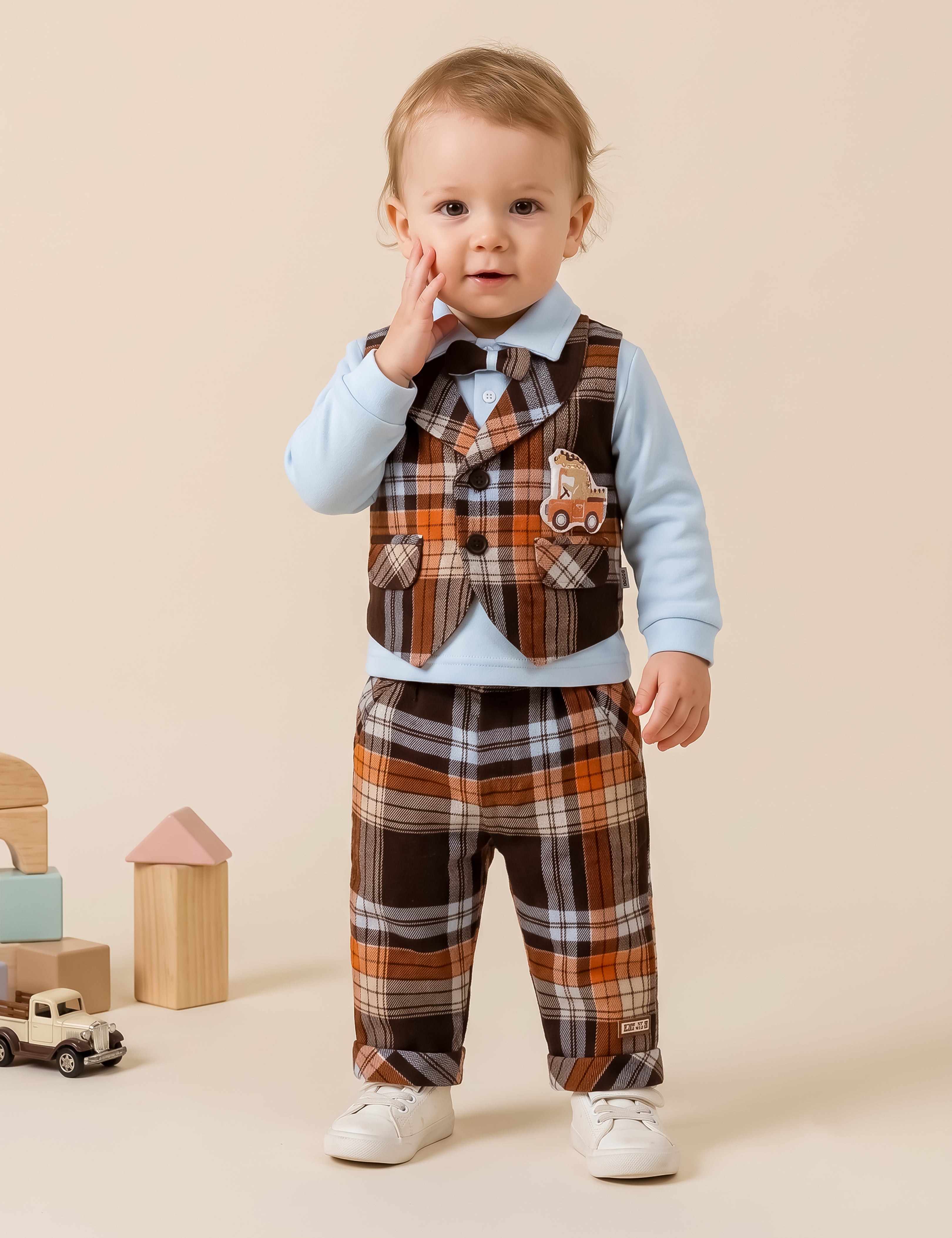 Baby Boy Plaid Vest & Trouser Set