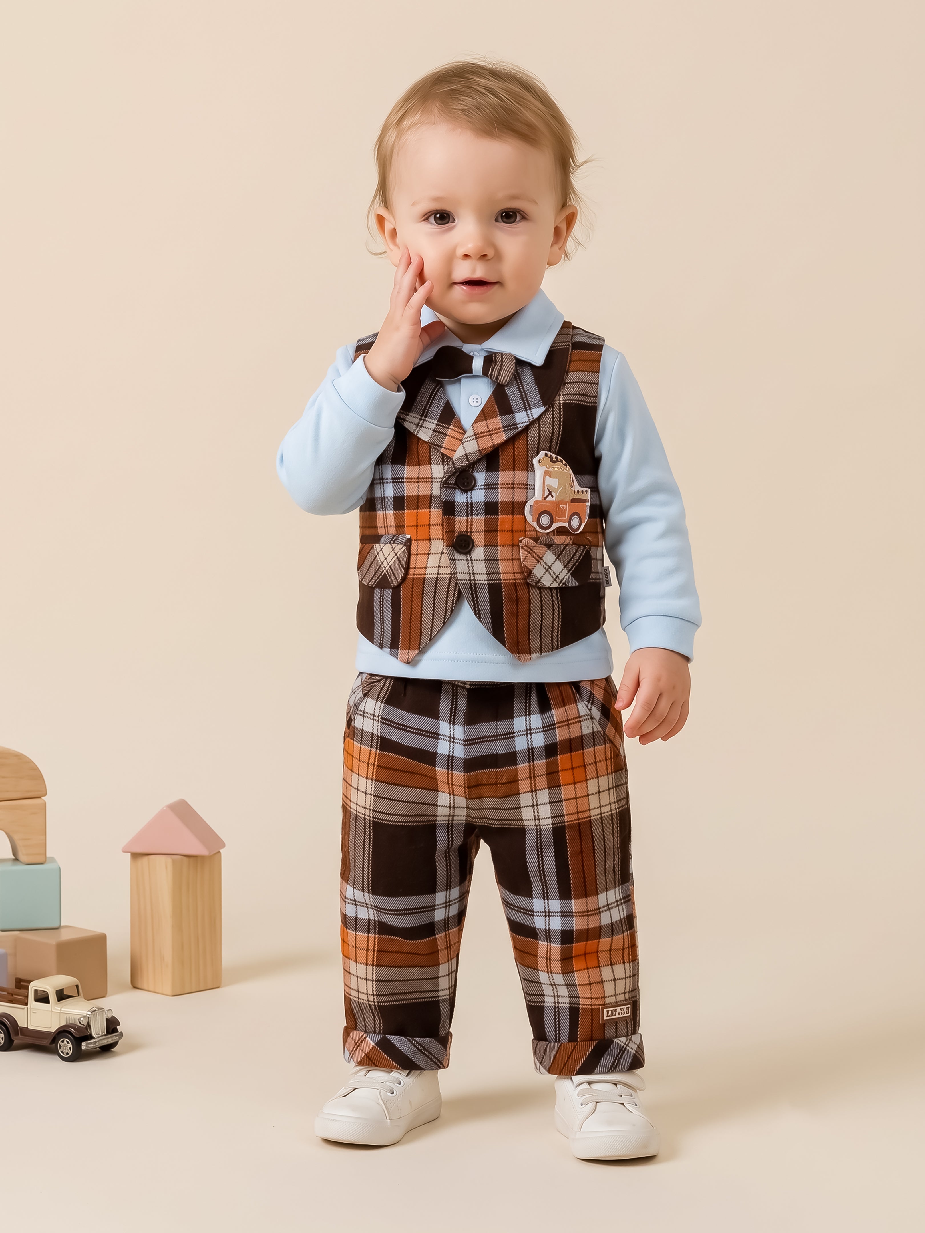 Baby Boy Plaid Vest & Trouser Set
