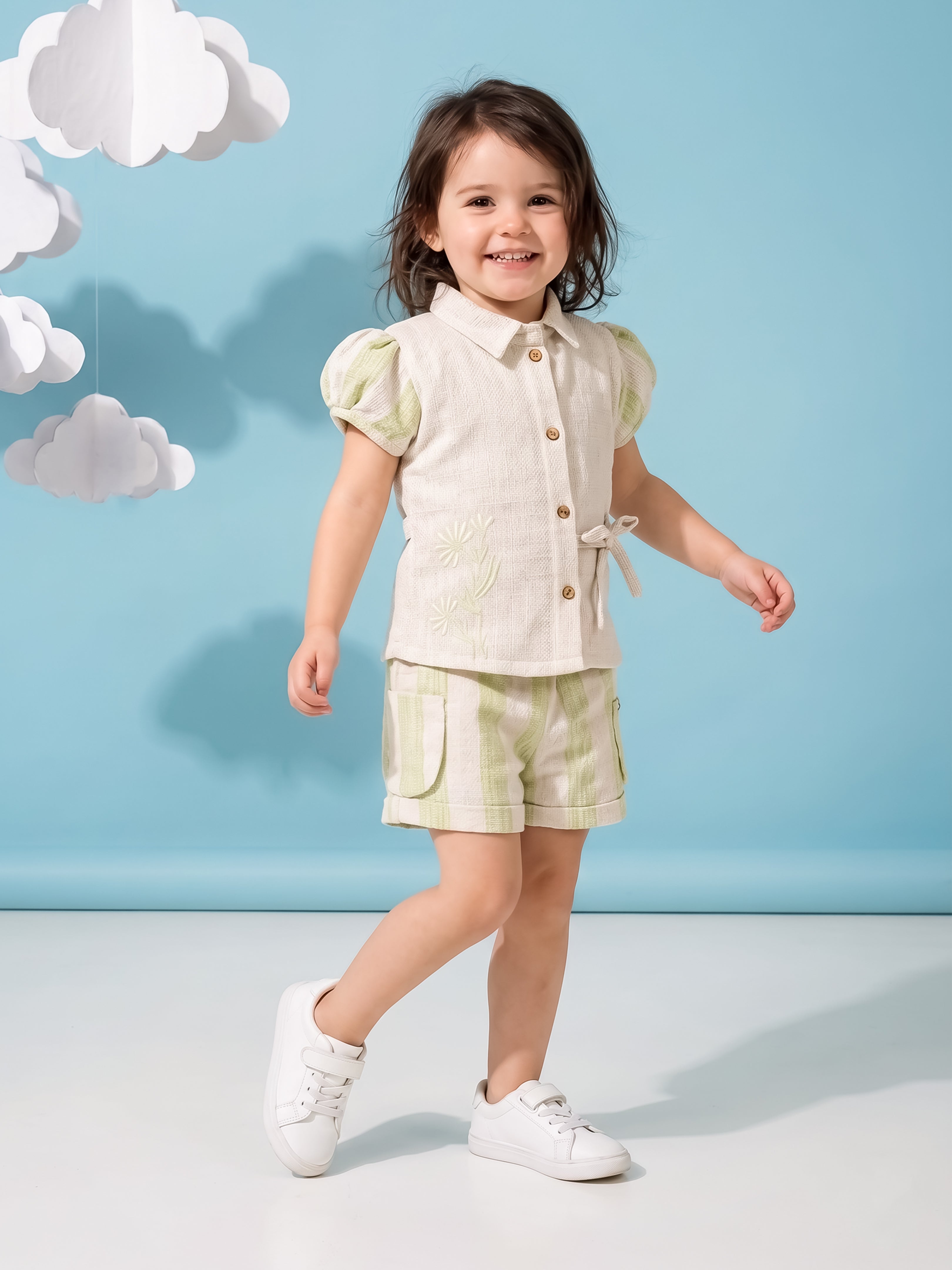 Girls Floral Embroidered Summer Co-ord Set