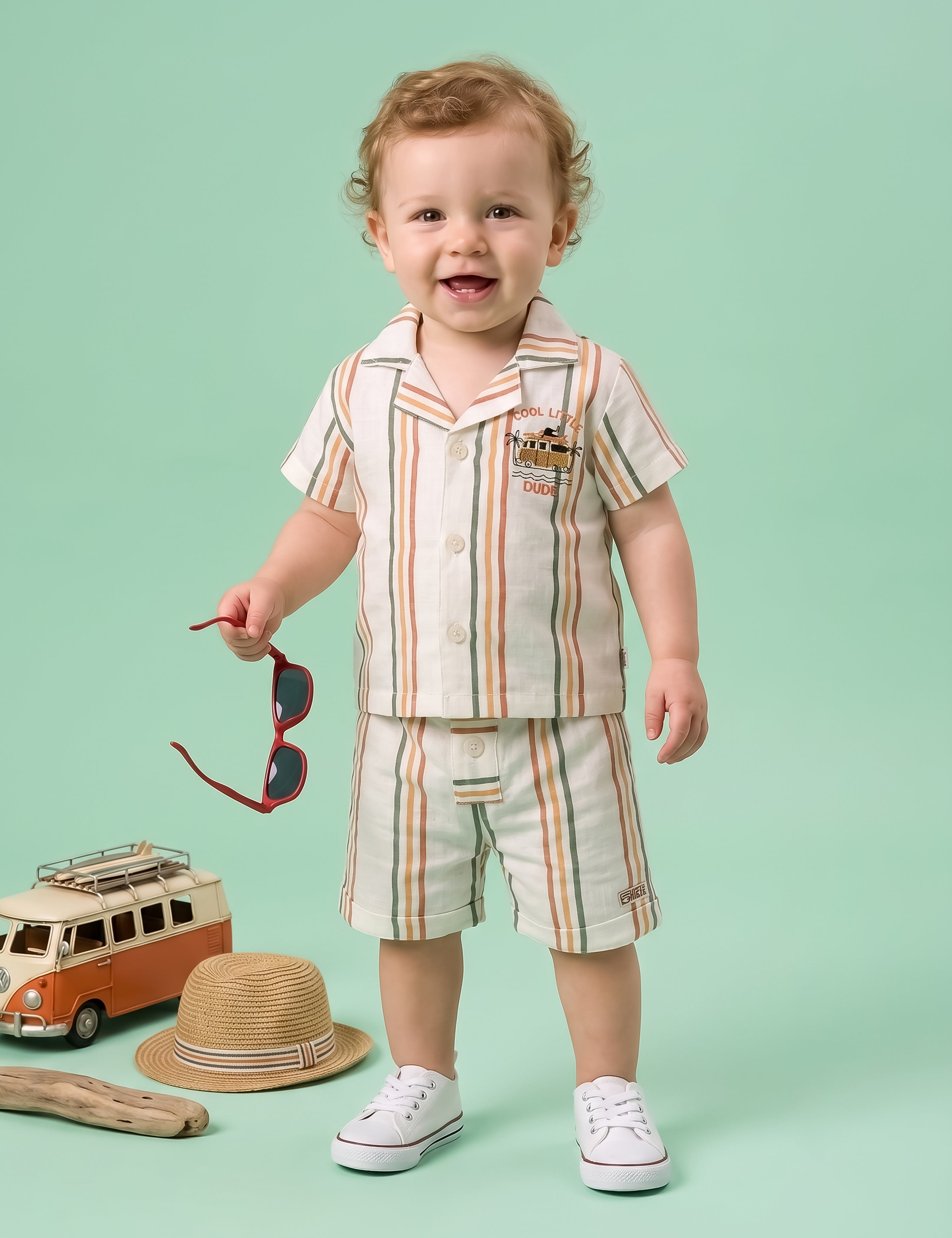 Baby Boys Striped Resort Shirt & Shorts Set