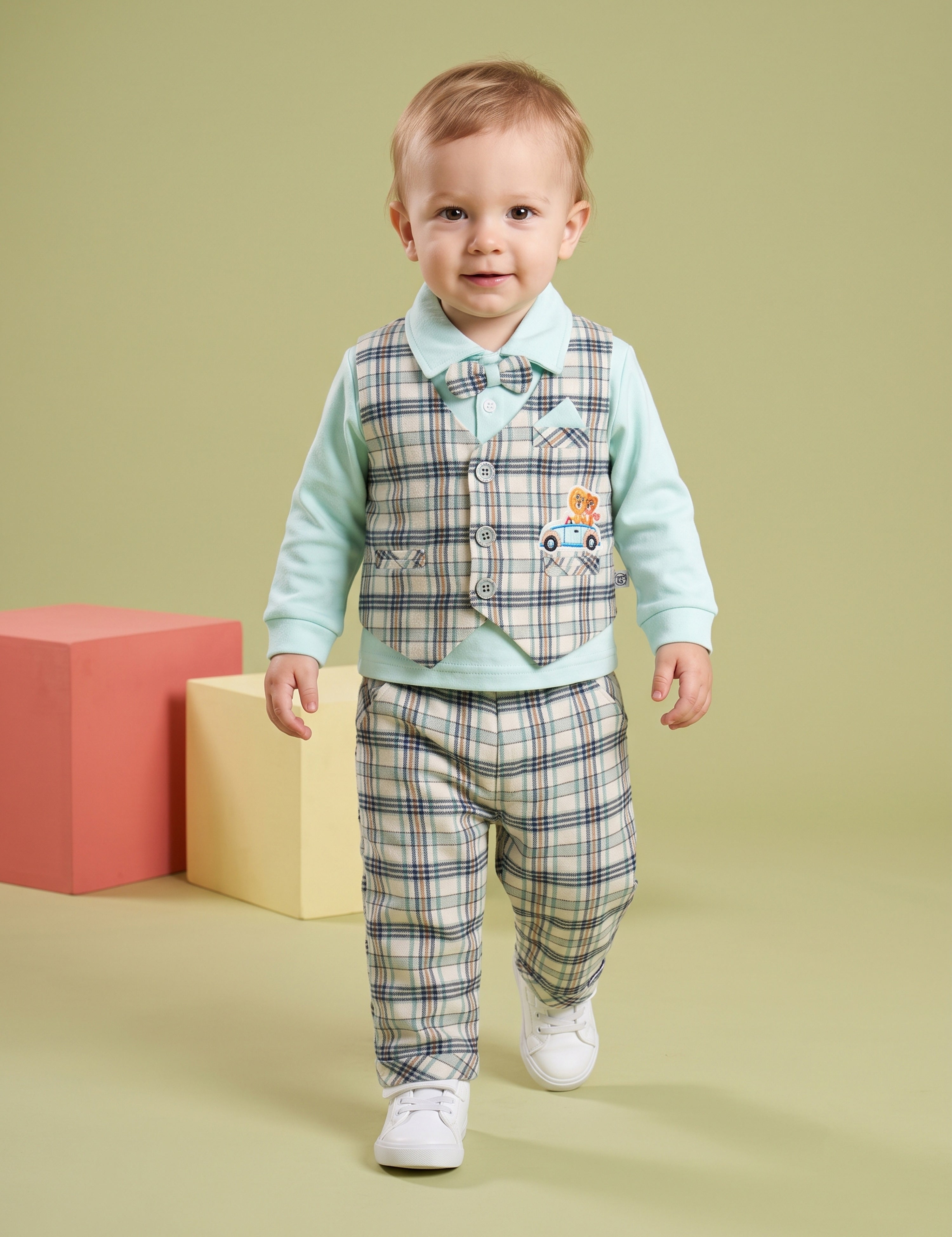 Baby Boy Plaid Vest & Trouser Set