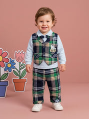 Baby Boy Plaid Vest & Trouser Set