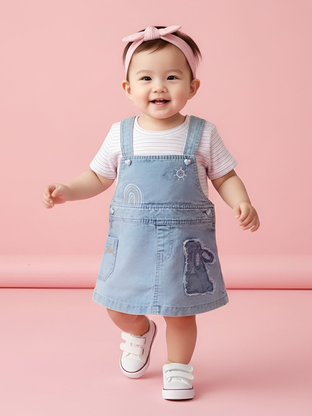 Denim Dungaree With T-Shirt With Panty