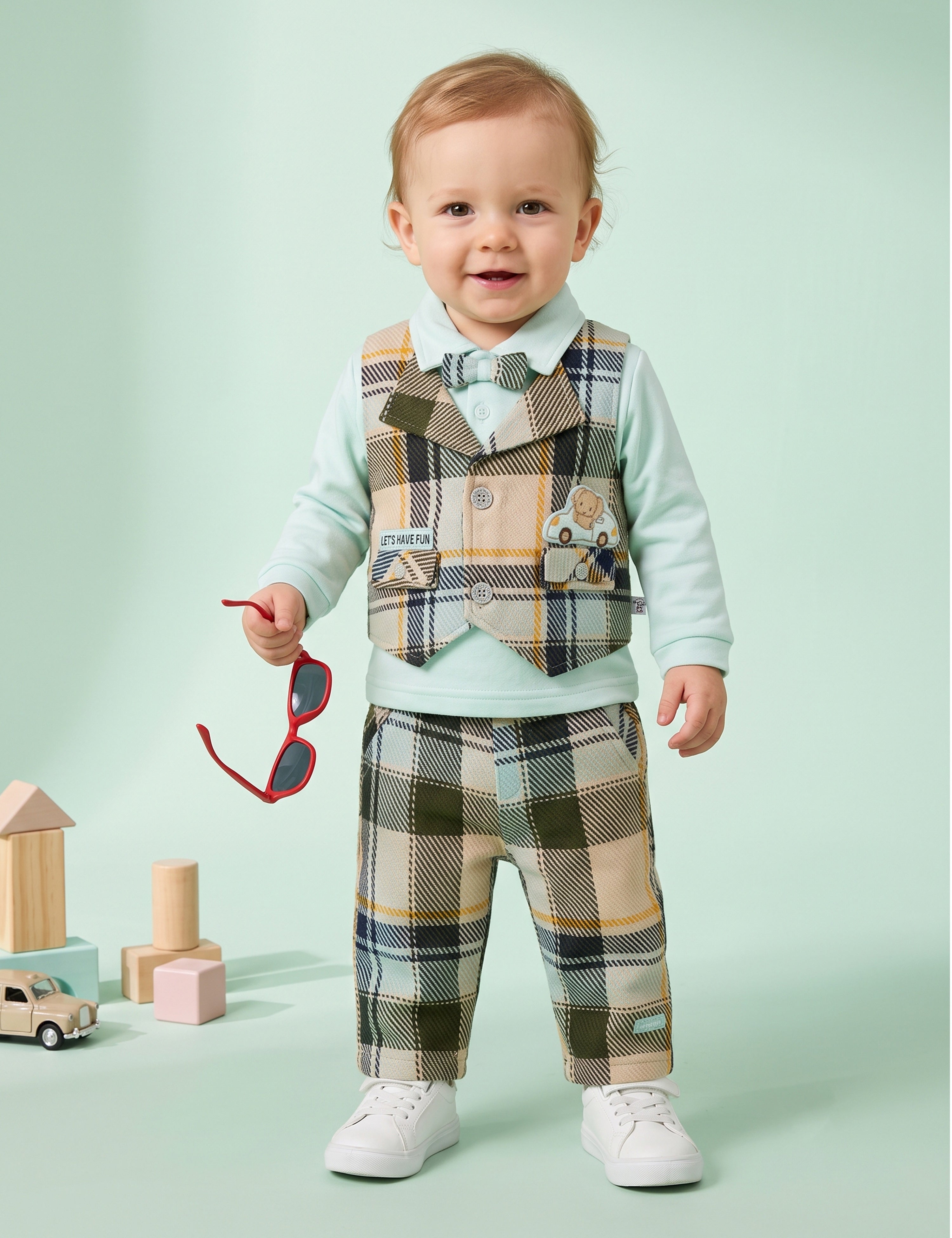 Baby Boy Plaid Vest & Trouser Set