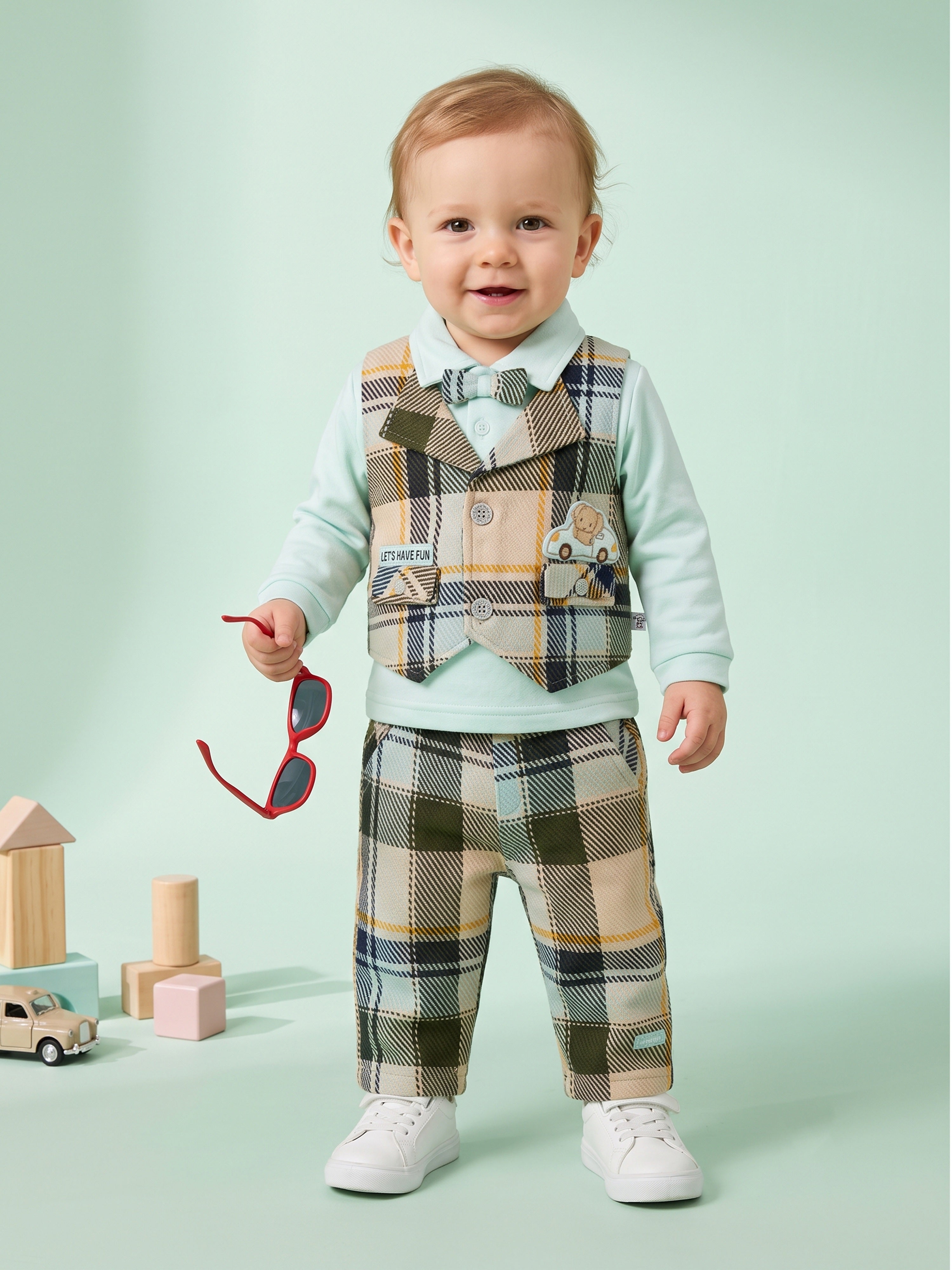Baby Boy Plaid Vest & Trouser Set