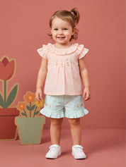 Toddler Girls Embroidered Ruffle Top and Shorts