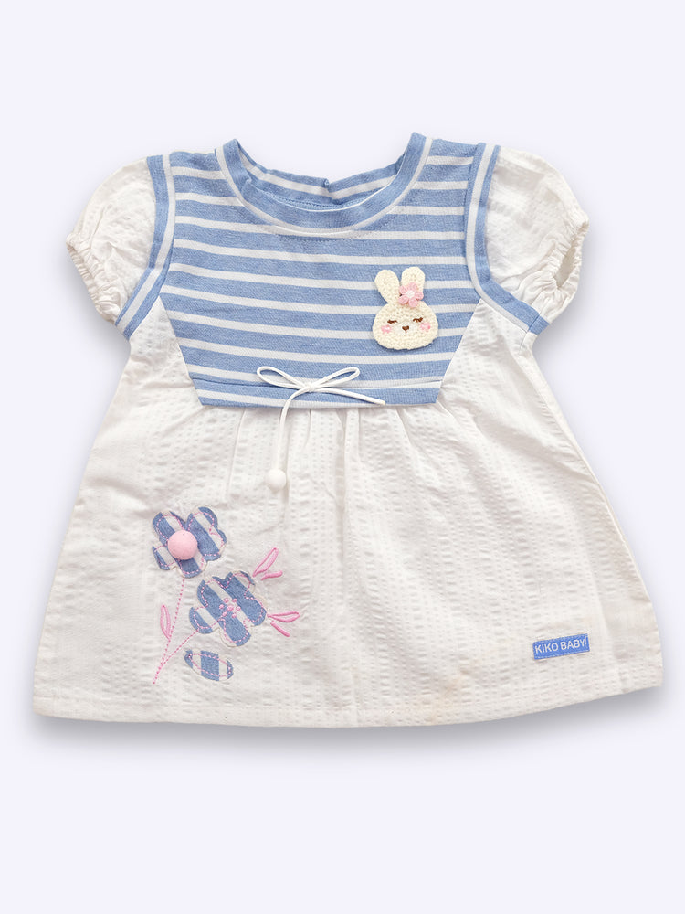 KIKO Baby Girls Striped Cotton Fit & Flare Dress
