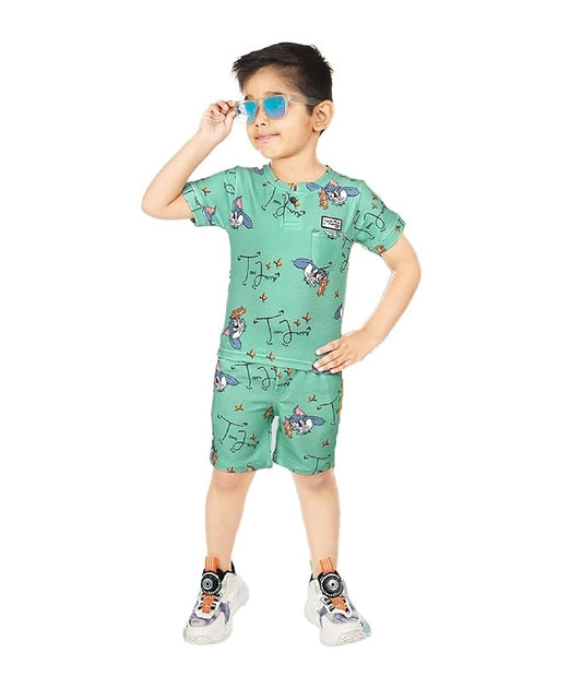 CHOO CHOO Boys Cotton Printed T-shirt and shorts