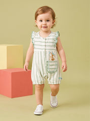 Baby Girls Striped Bunny Jumpsuit Dress
