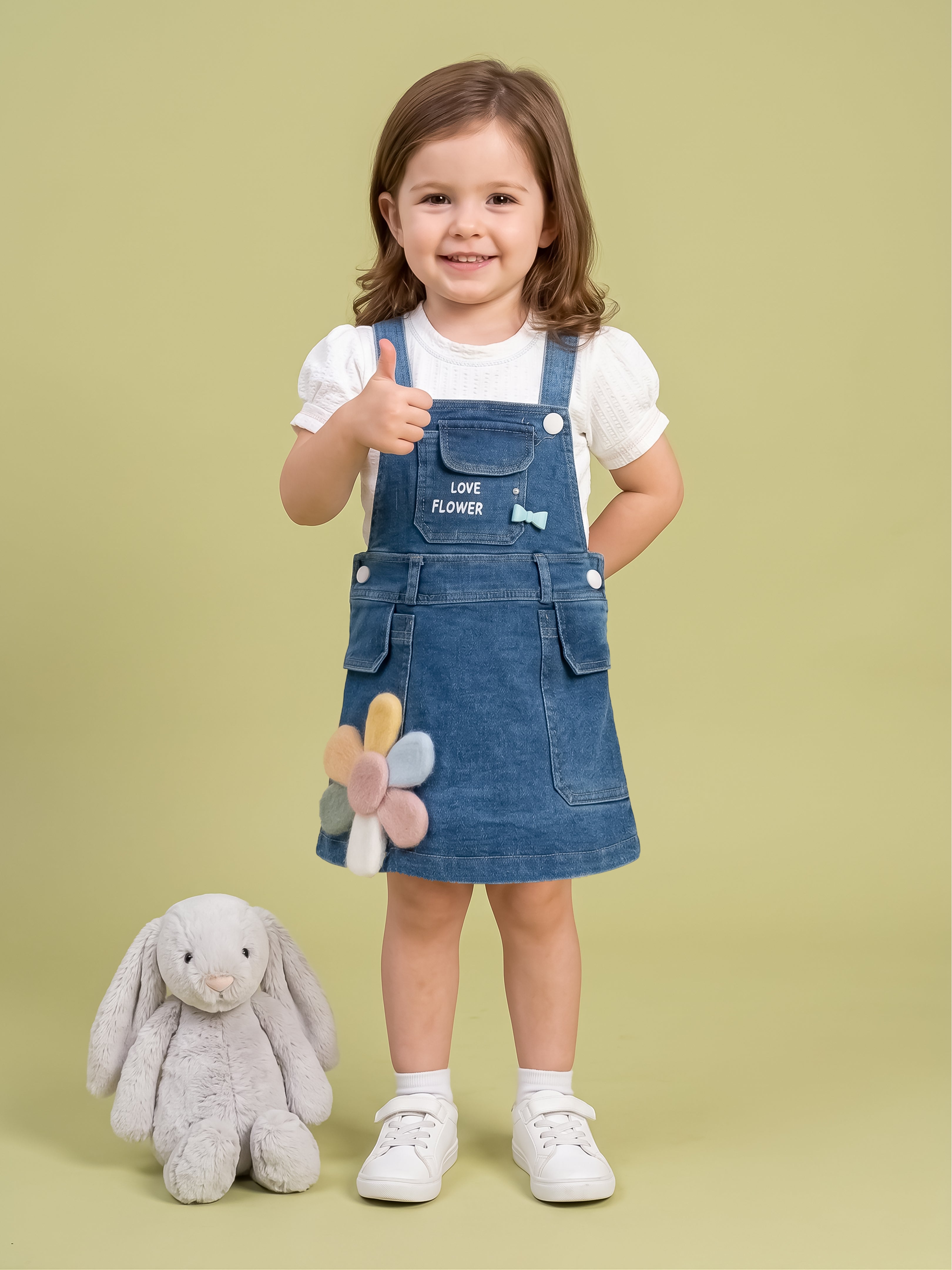 Girls Denim Dungaree Dress