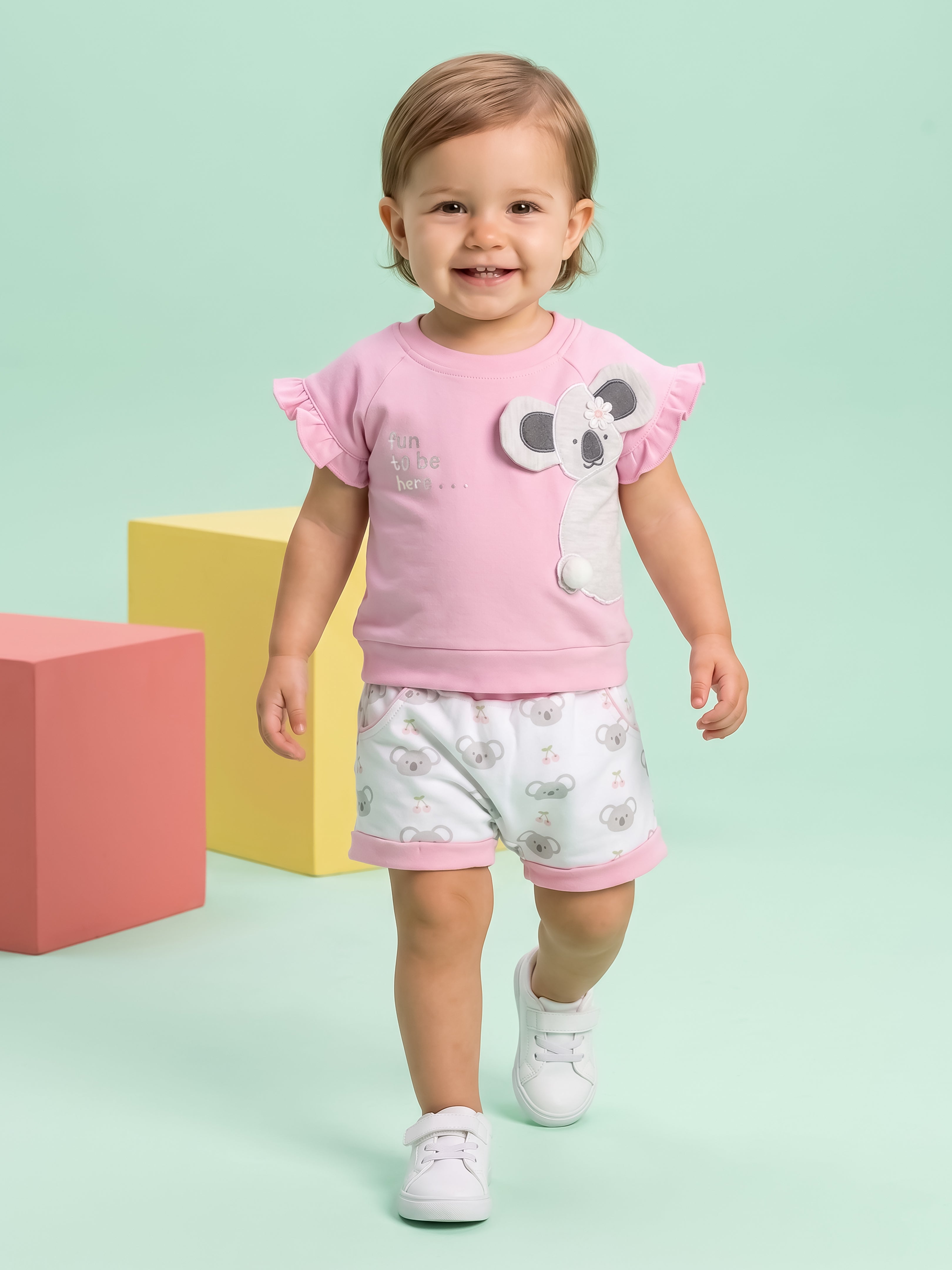 Baby Girl Clothing Set with Top, Shorts & Bodysuit