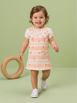 Baby Girls 2-Piece Striped Dungaree Dress & Floral Top Set
