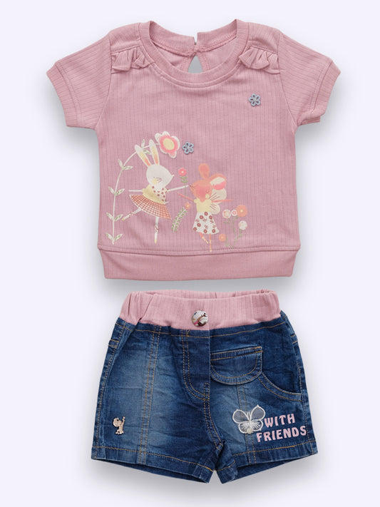 Baby's Day Girls Top and Denim Shorts