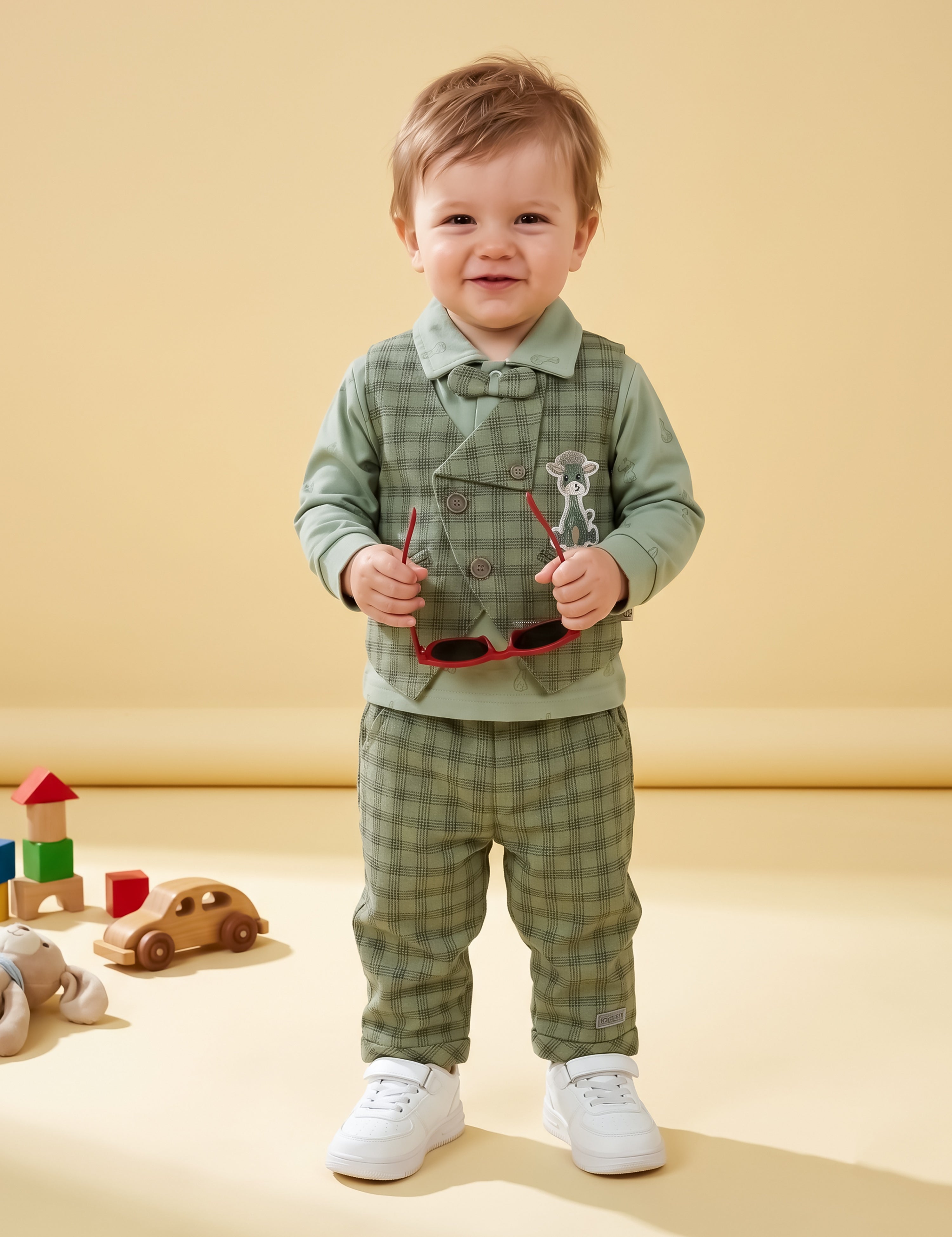 Baby Boy Plaid Vest & Trouser Set