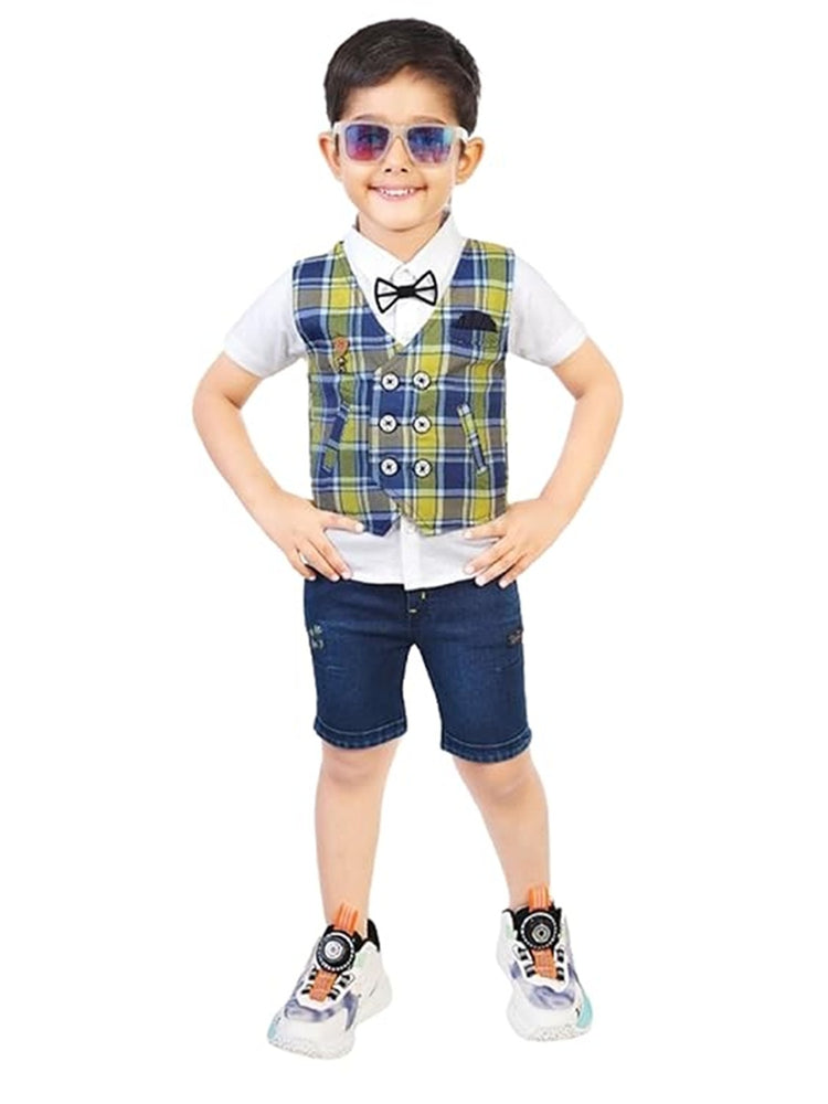 CHOO CHOO Jacket Shorts pant denim with hosiery shirt