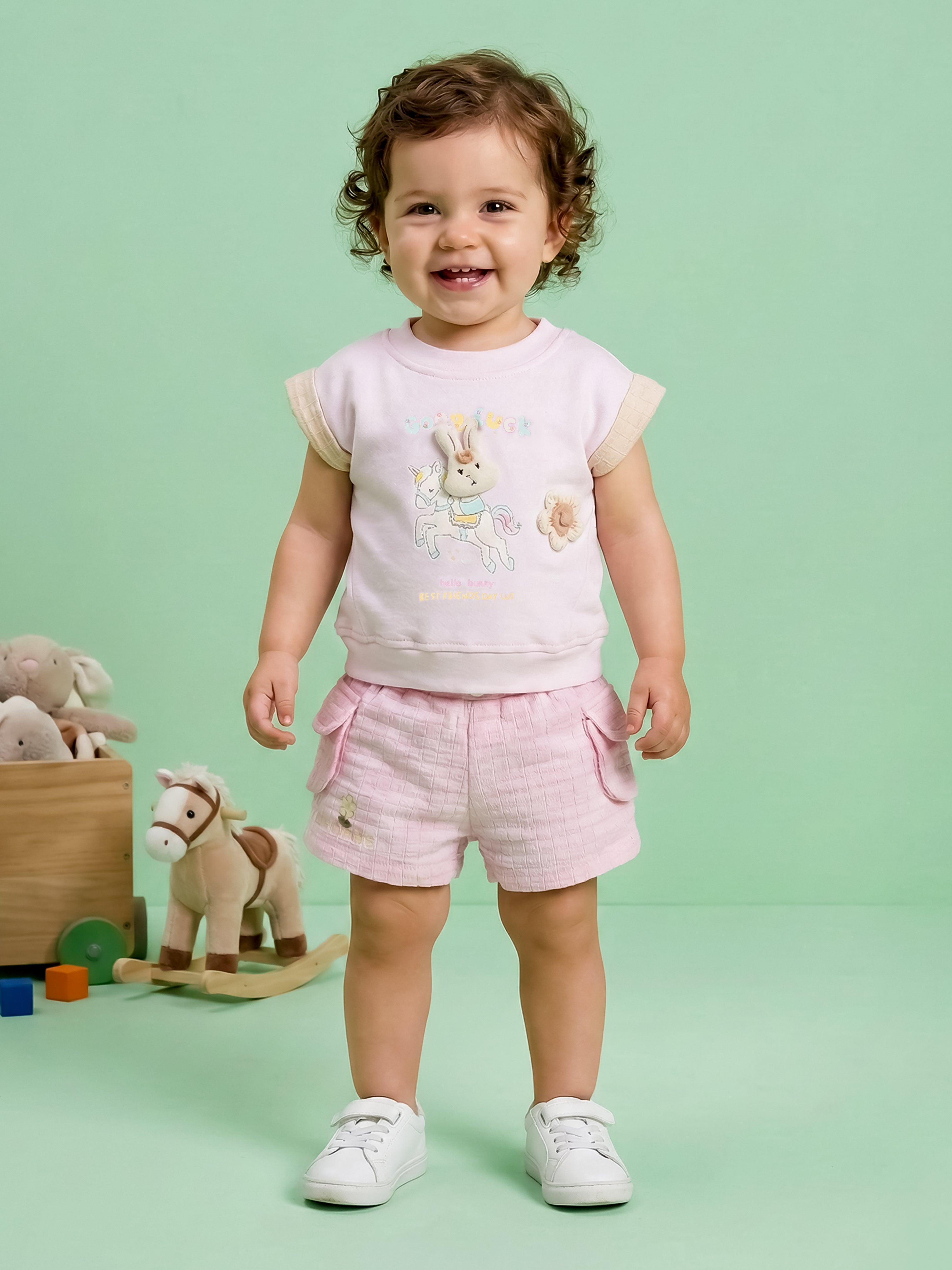 Baby Girl Cotton Top & Shorts Set