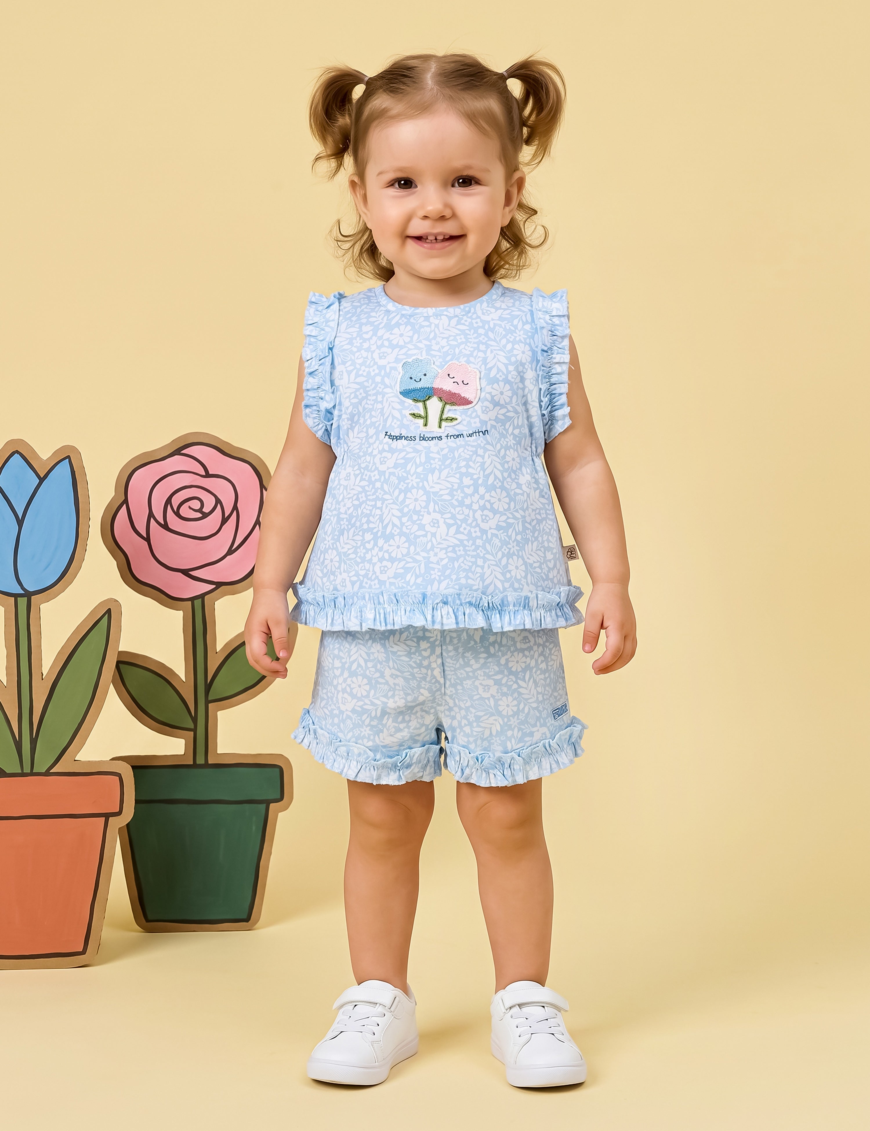 Baby Girls Floral Ruffle Top & Shorts Set