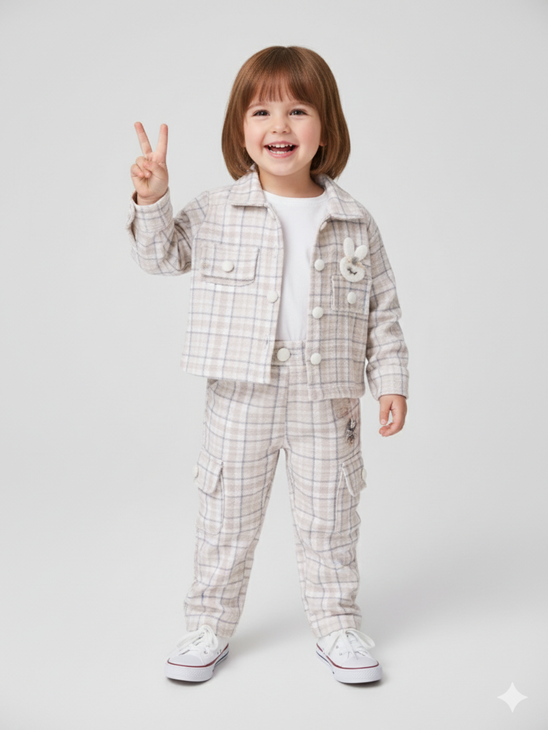 Checked Jacket & Cargo Pants Co-ord Set