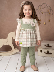 Baby Girls Checked Sleeveless Tunic Top & Bottom Set