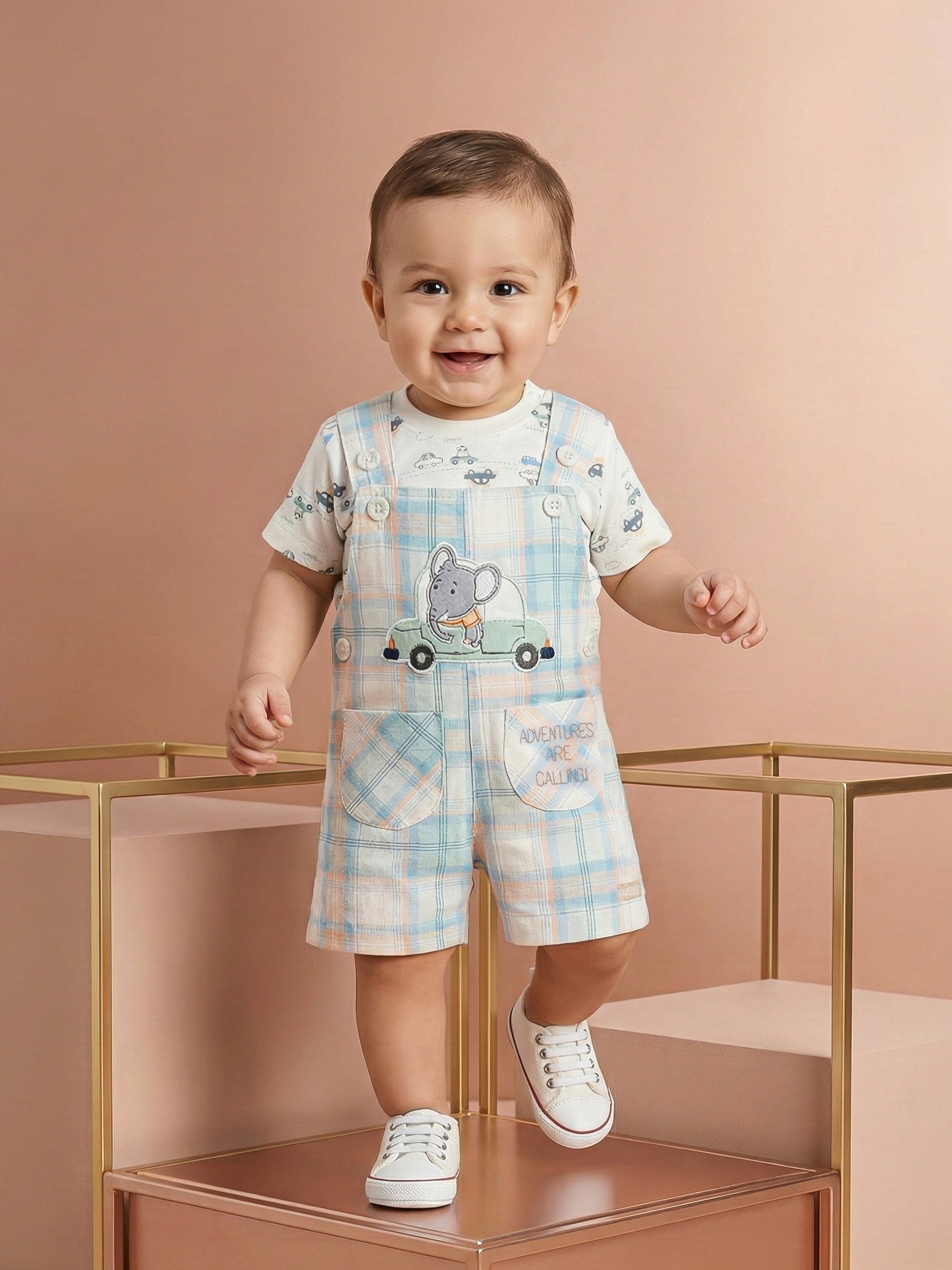 Half Sleeves Dungree For Baby Boys