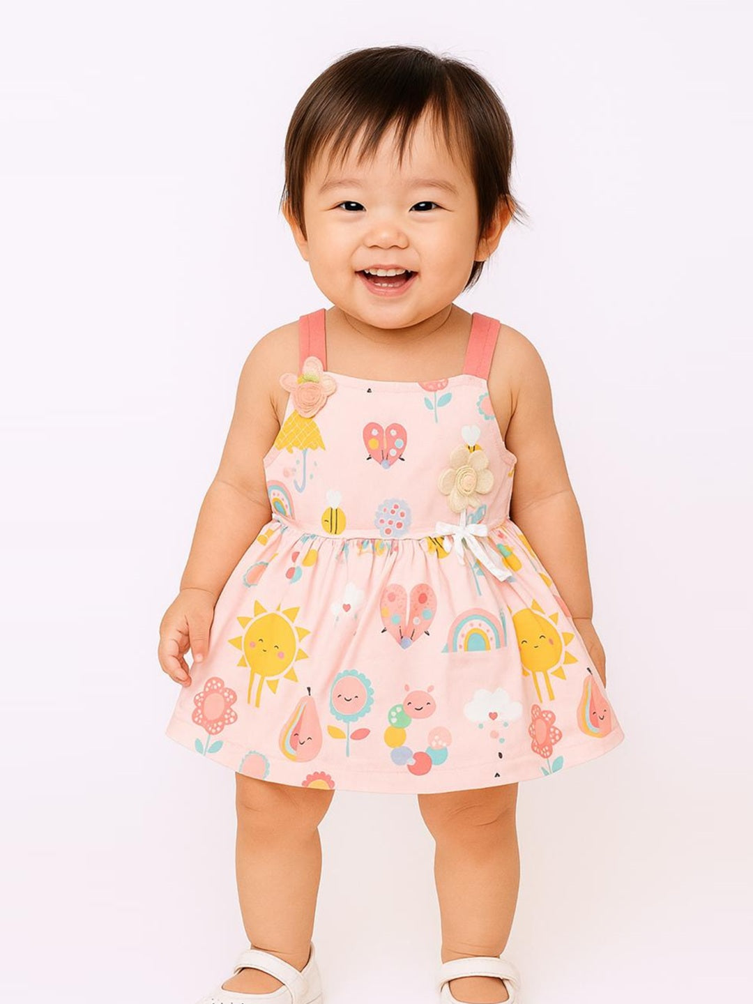 Infant Girls Print Pure Cotton Fit & Flare Dress