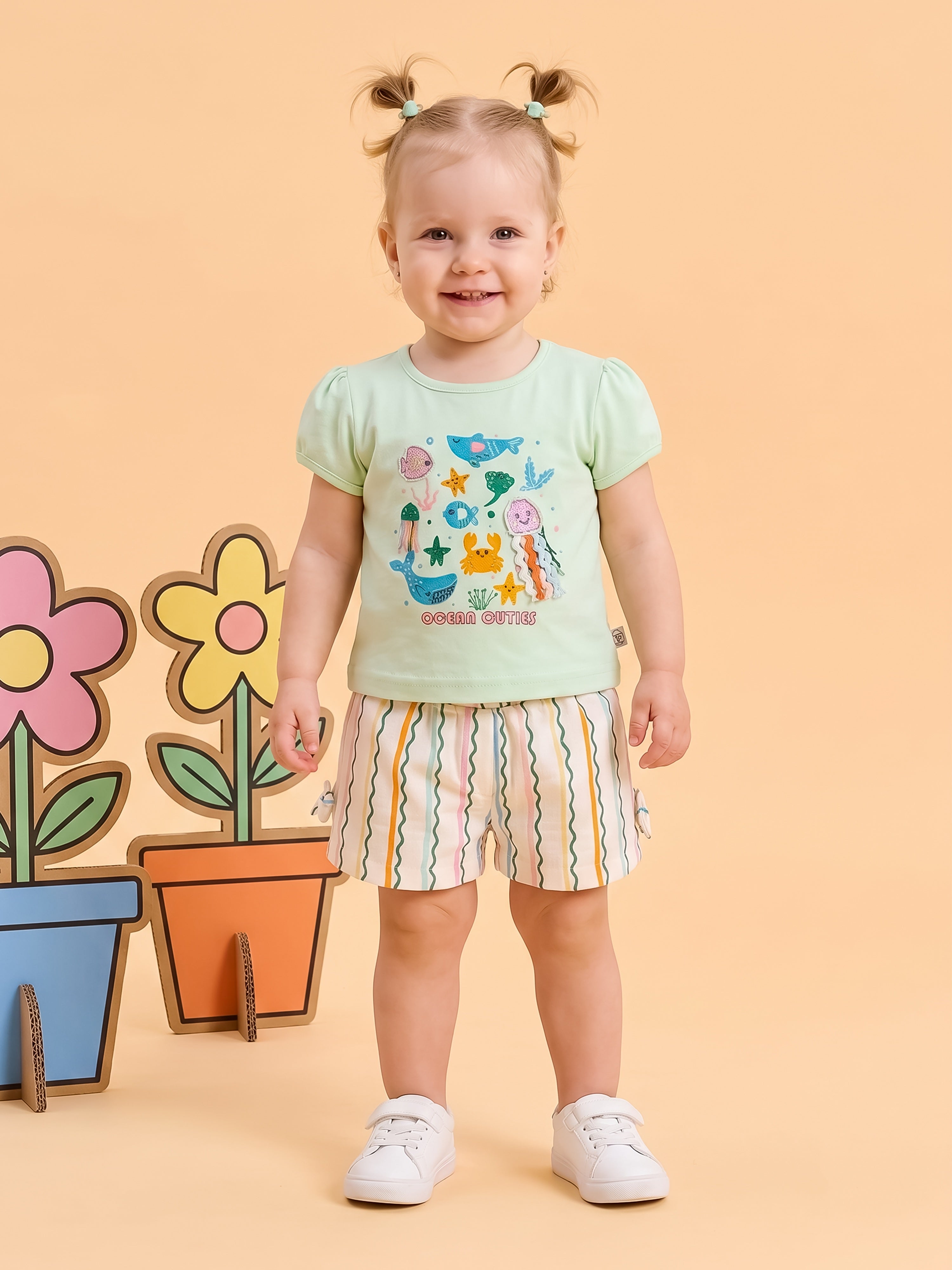 Baby Girls 2-Piece Ocean Shorts Set