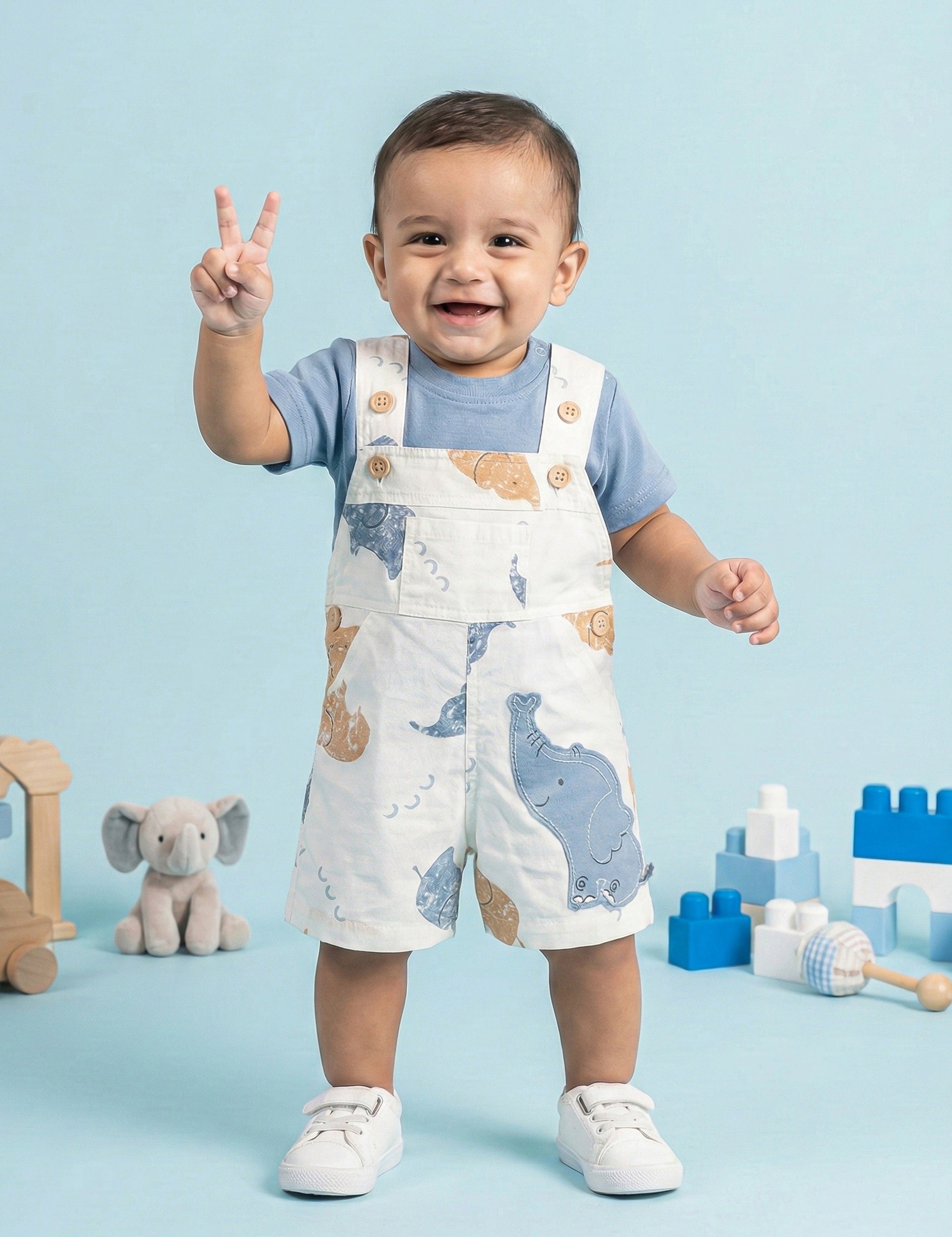 Printed  Dungree For Baby Boys