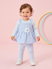 Baby Girls Dungaree Dress with Leggings Set
