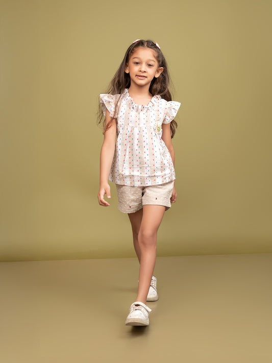 Memeko Girls Floral Top & Shorts Clothing Set