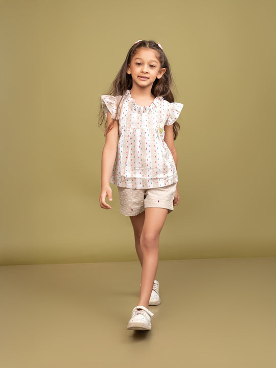 Memeko Girls Floral Top & Shorts Clothing Set