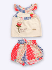 KIKO Applique Printed Top and Shorts Set