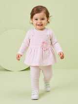 Baby Girls Dungaree Dress with Leggings Set