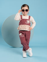 Girls Top and Wide Leg Pant with Sleeveless Overlay