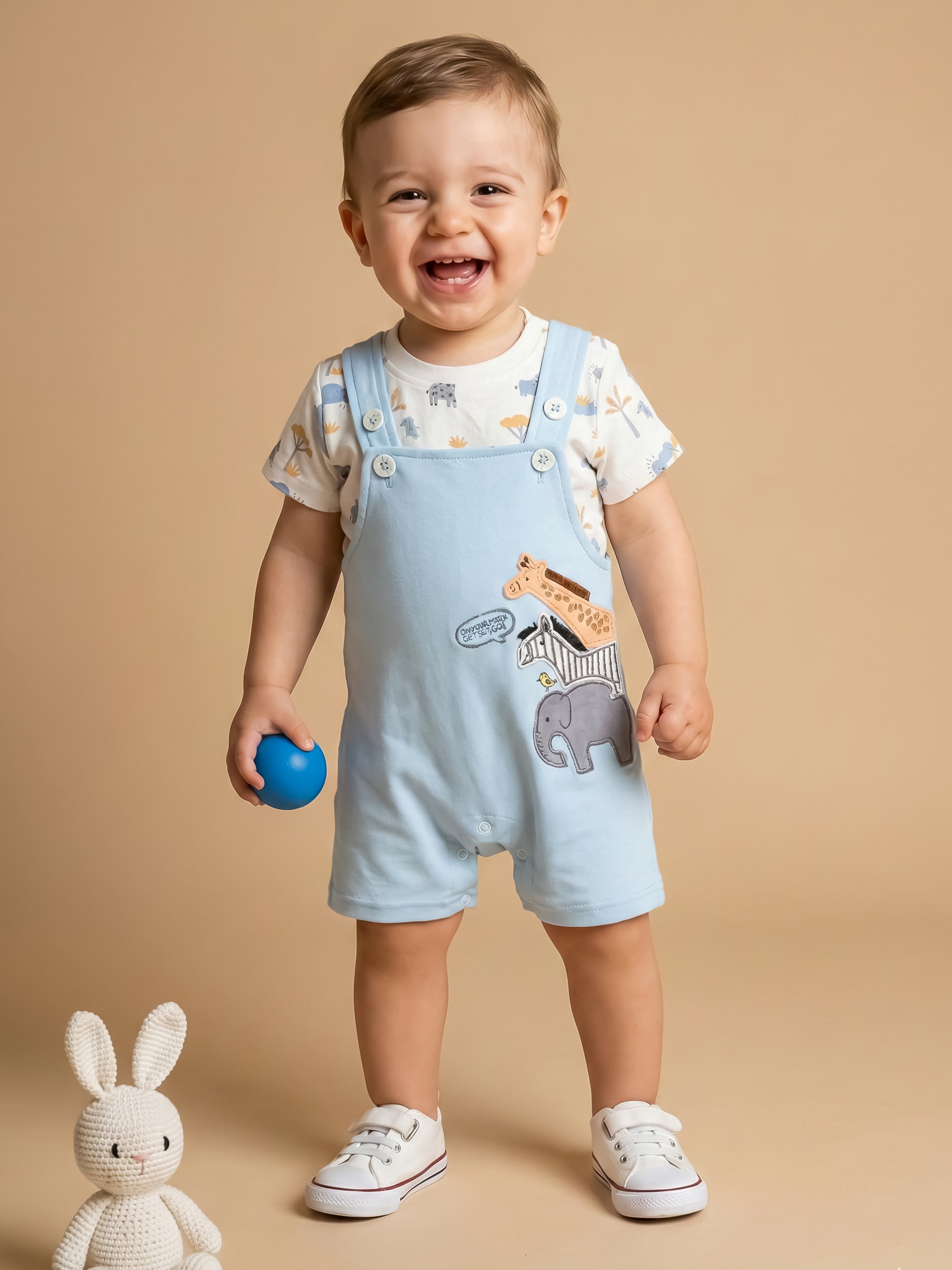 Dungaree For Baby Boys Casual Printed
