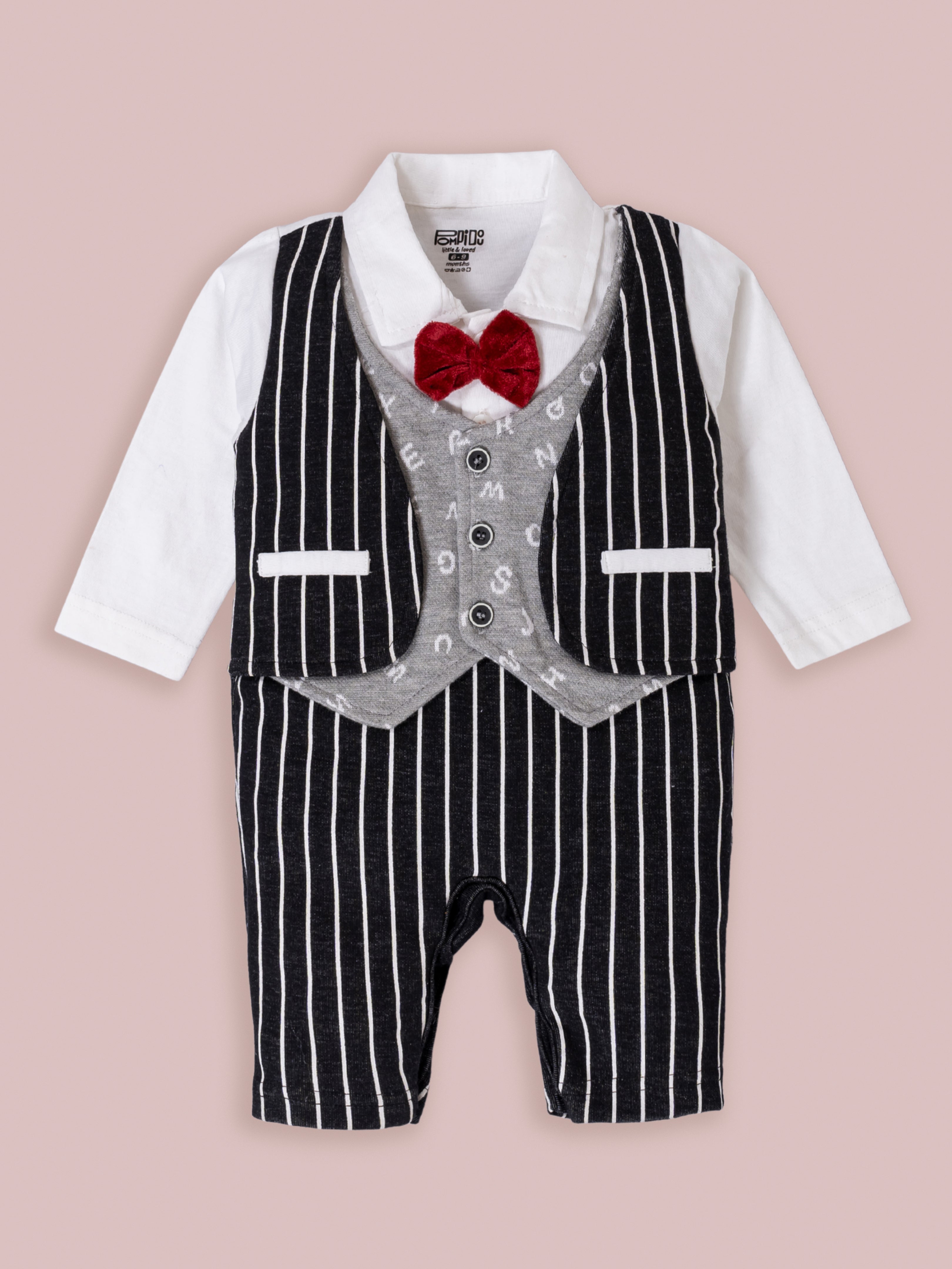 Full Sleeves Romper Jacket Set For Baby Boys