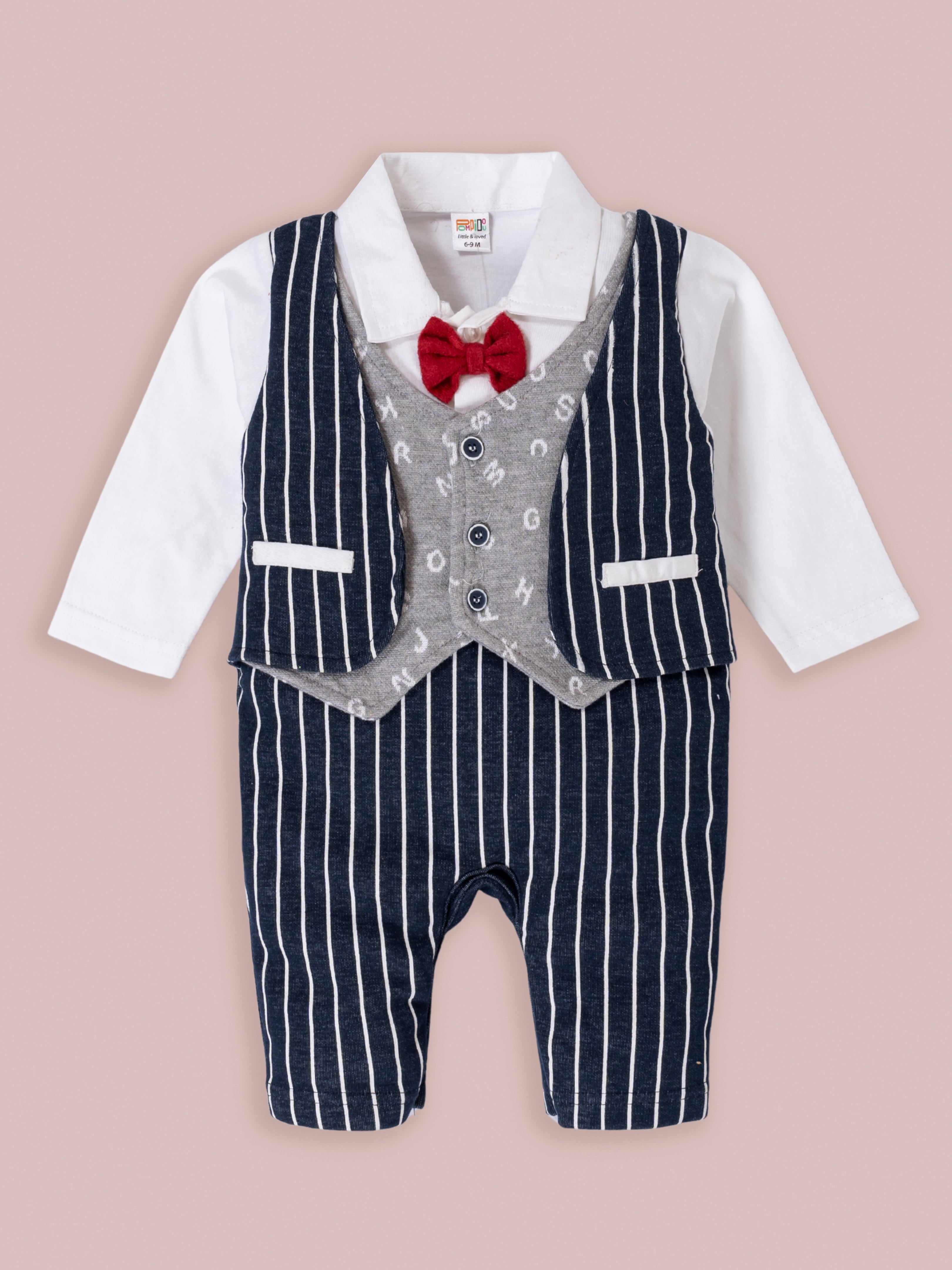Full Sleeves Romper Jacket Set For Baby Boys