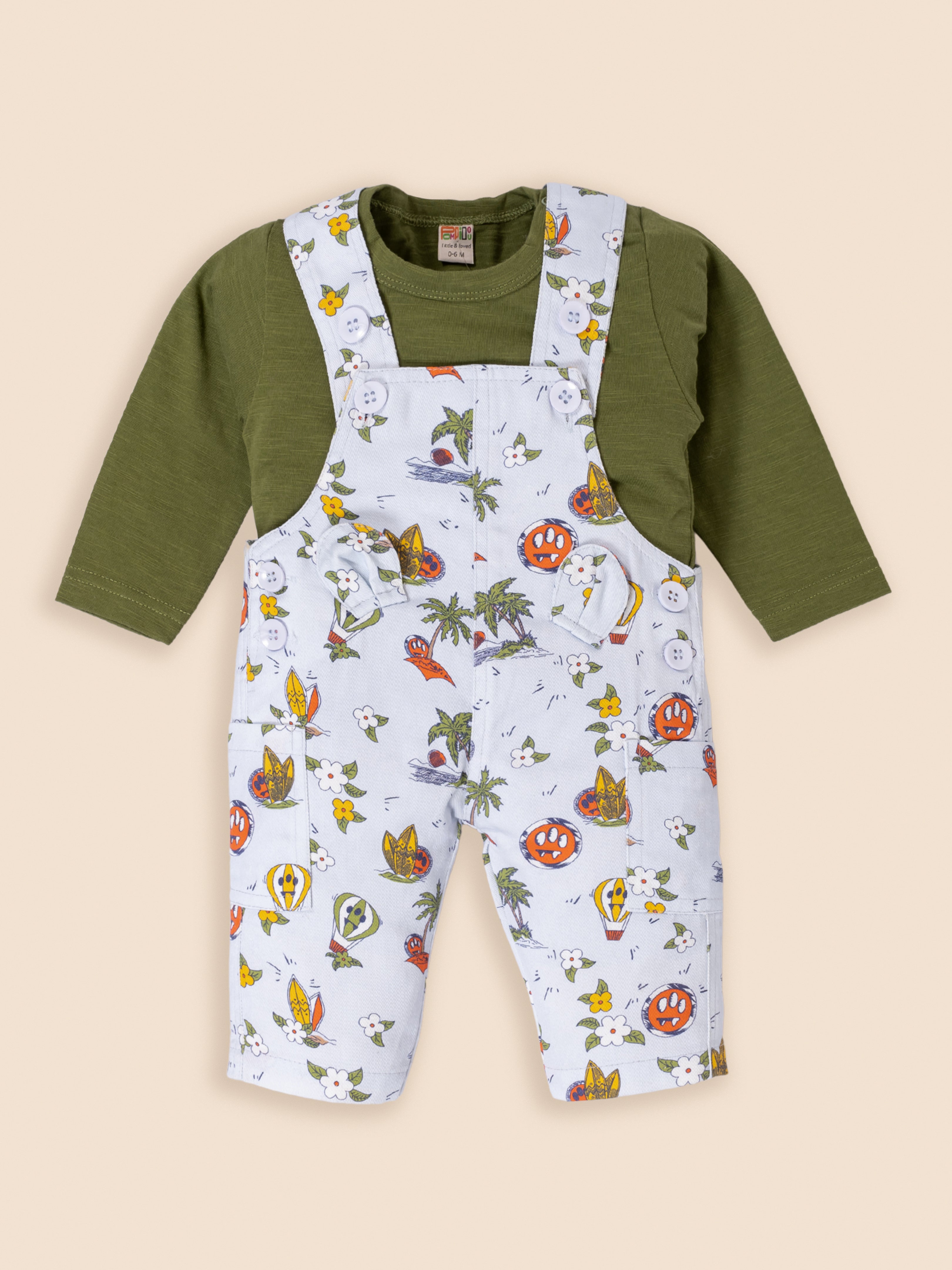 Full Sleeves Dungree For Baby Boys