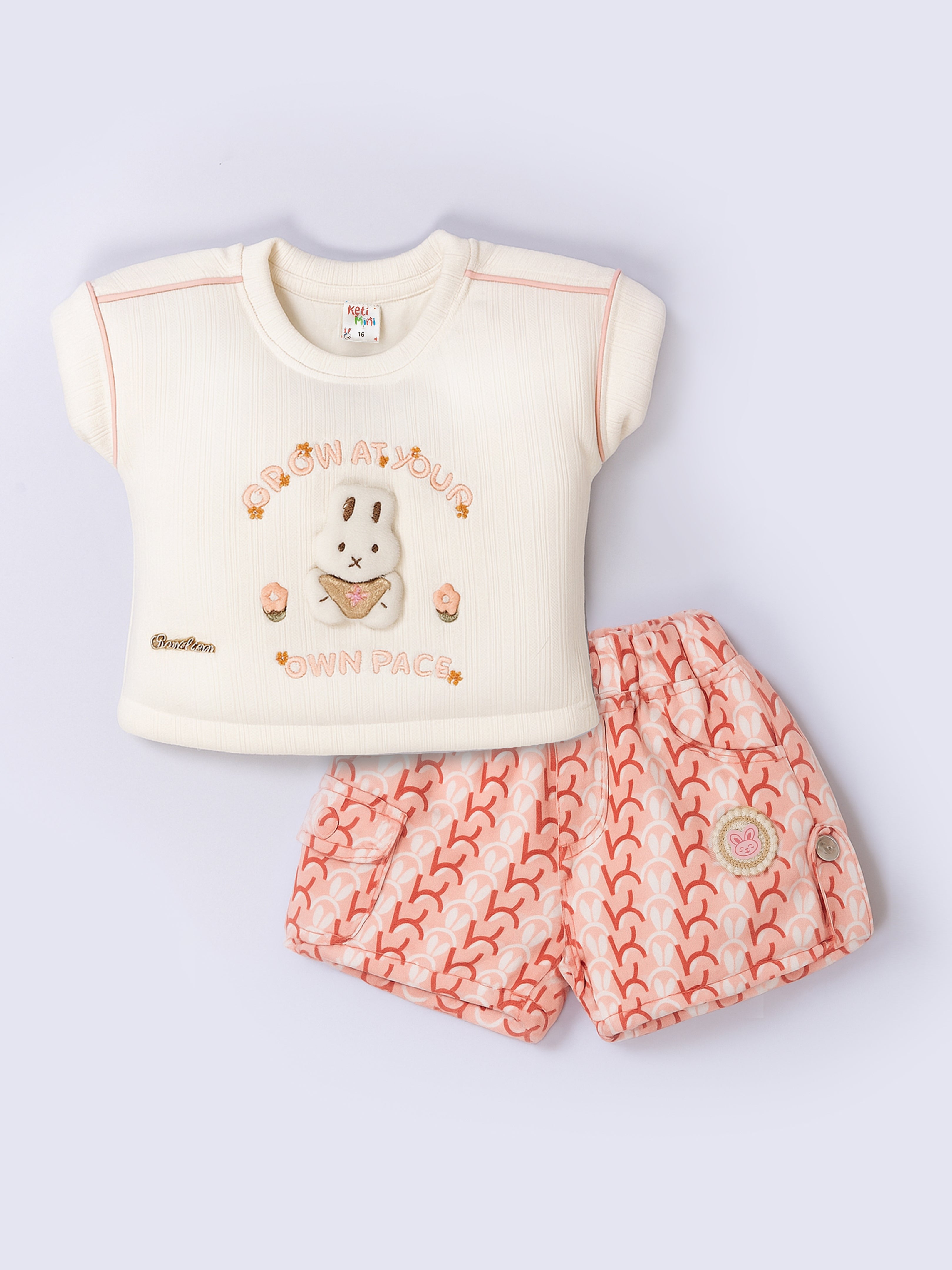 Girls’ Printed T-Shirt & Shorts Outfit Set