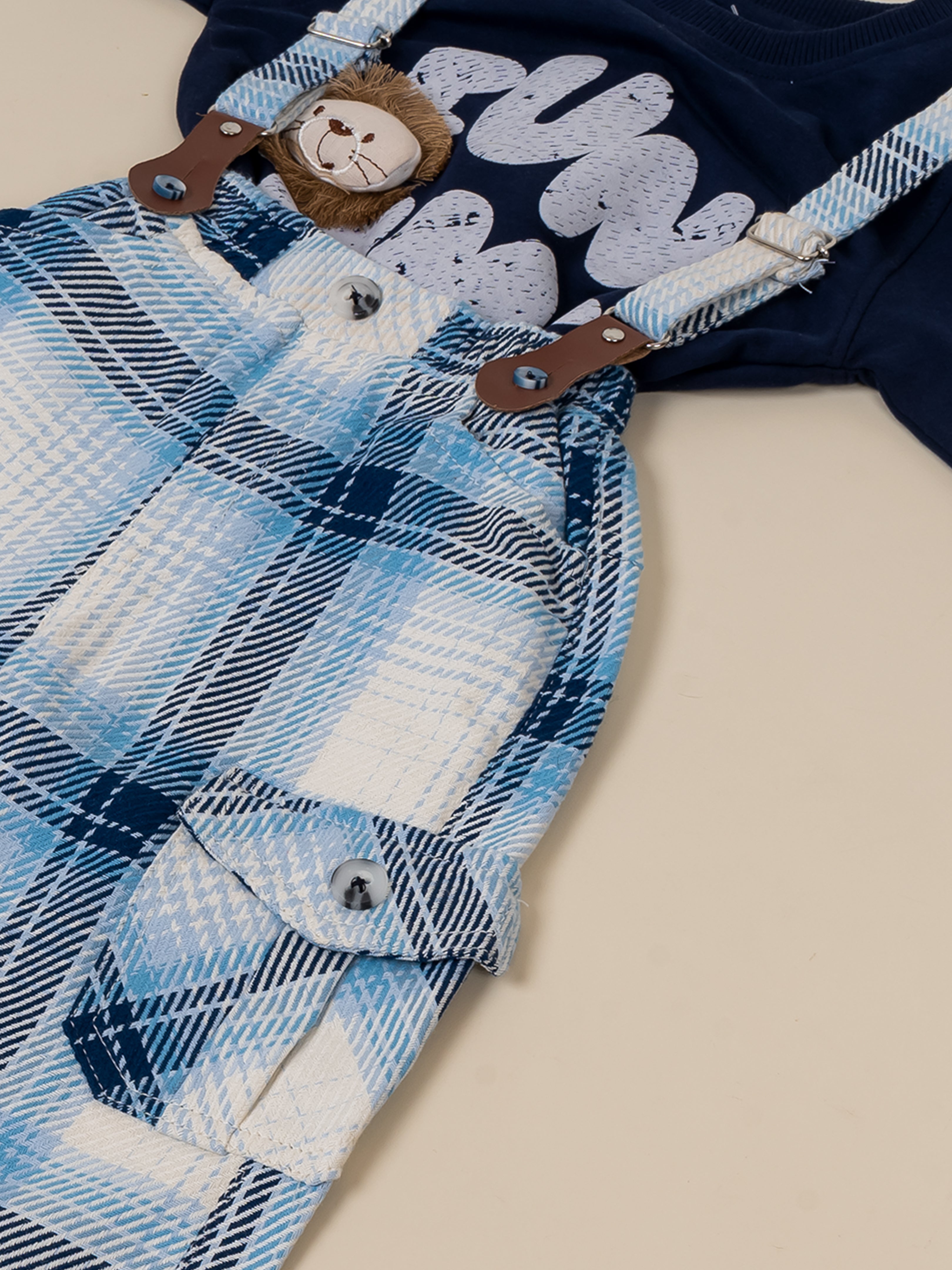 Boys’ Plaid Suspender Outfit Set