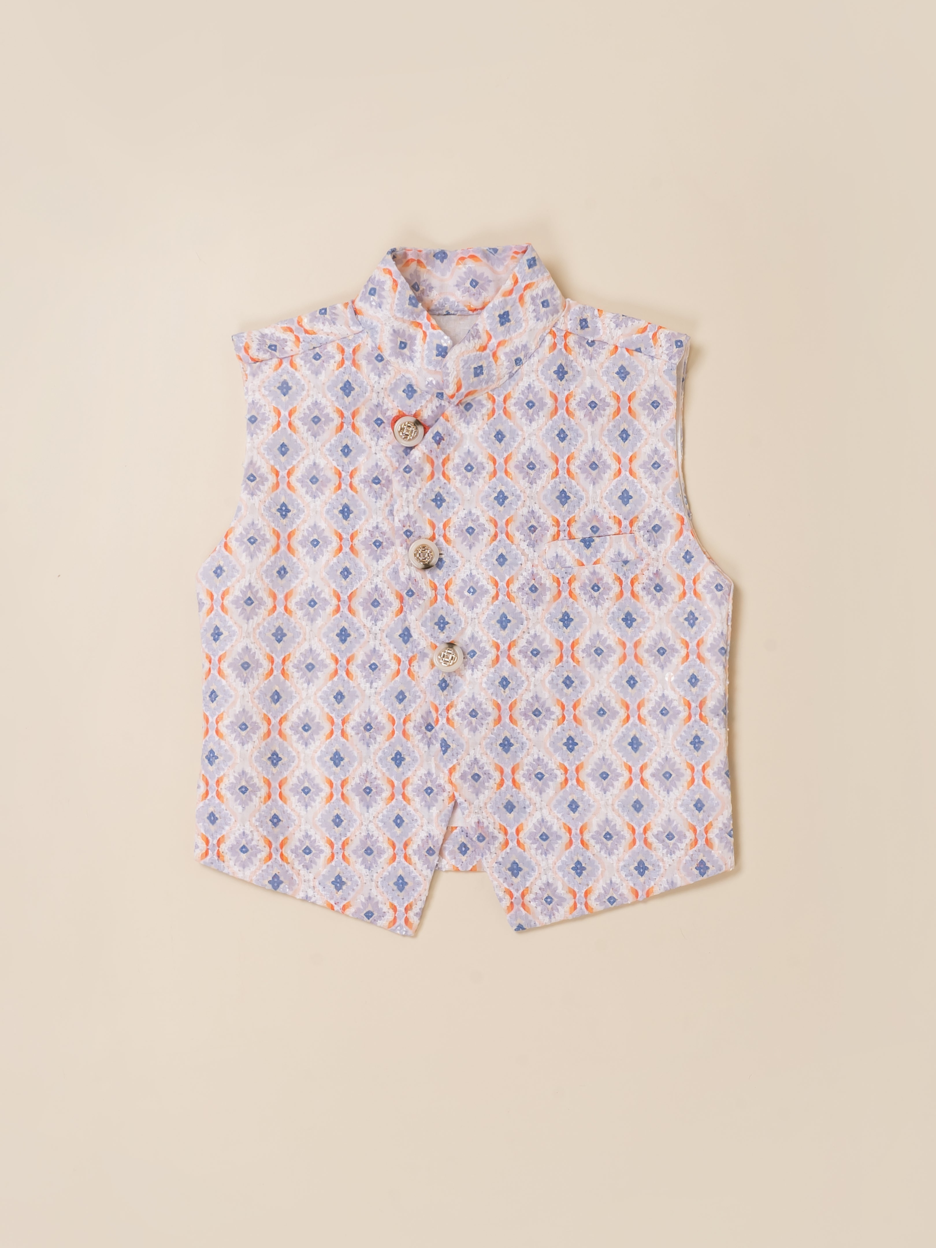 Ethnic Kurta Set with Printed Jacket