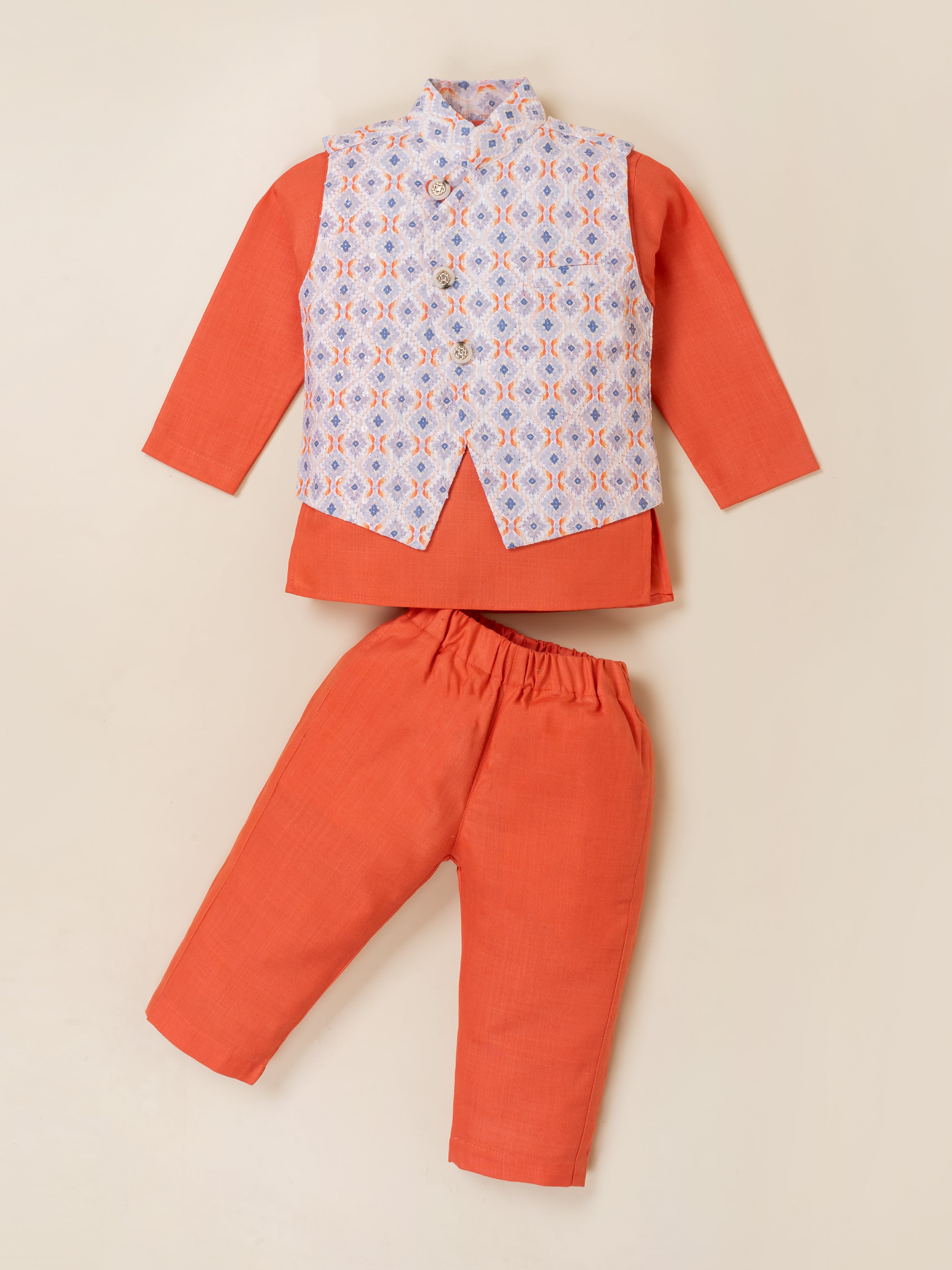Ethnic Kurta Set with Printed Jacket