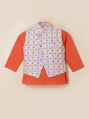 Ethnic Kurta Set with Printed Jacket
